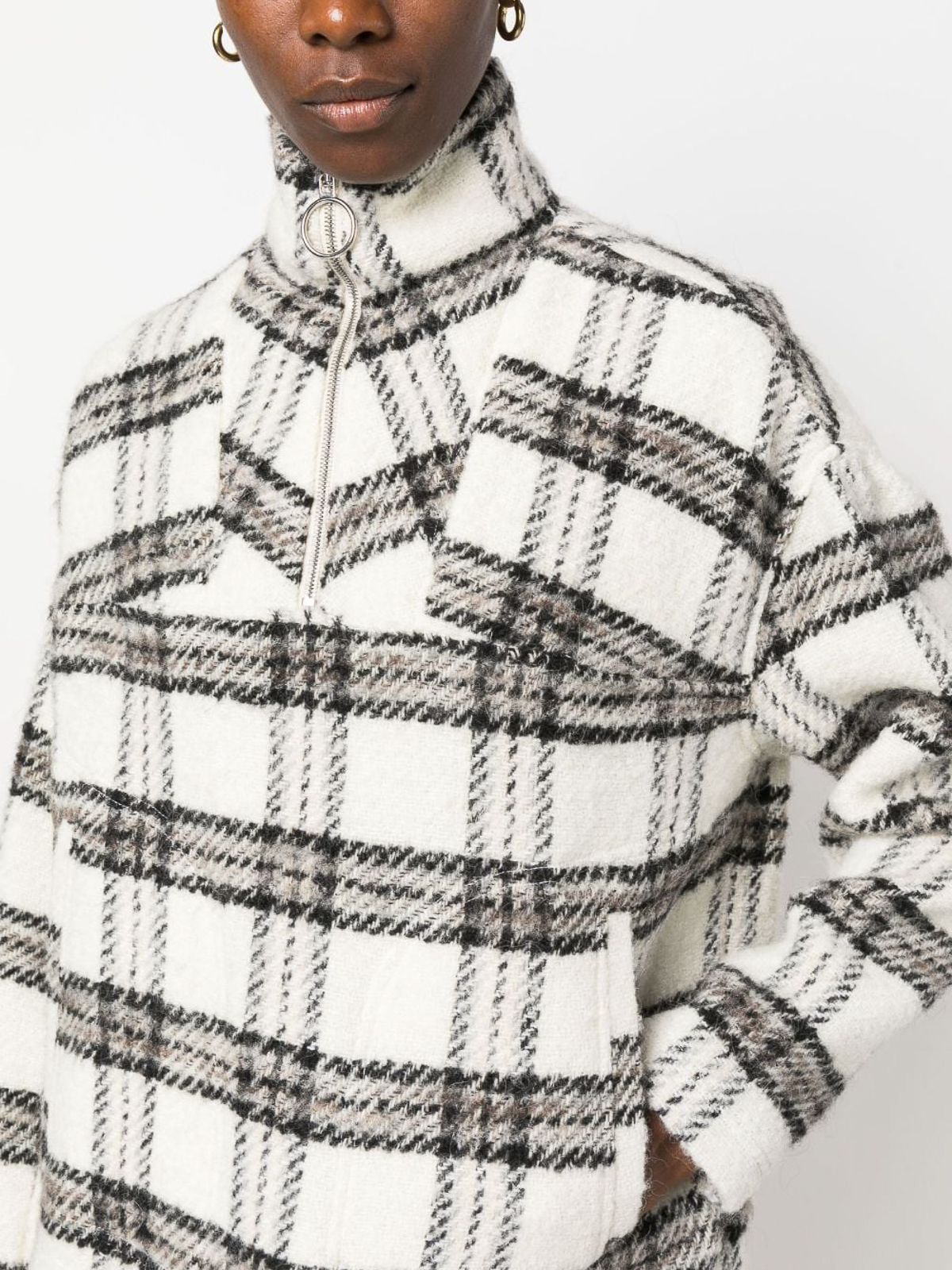 Shop Iro Bika Checked Cotton Blend Sweatshirt In Beige