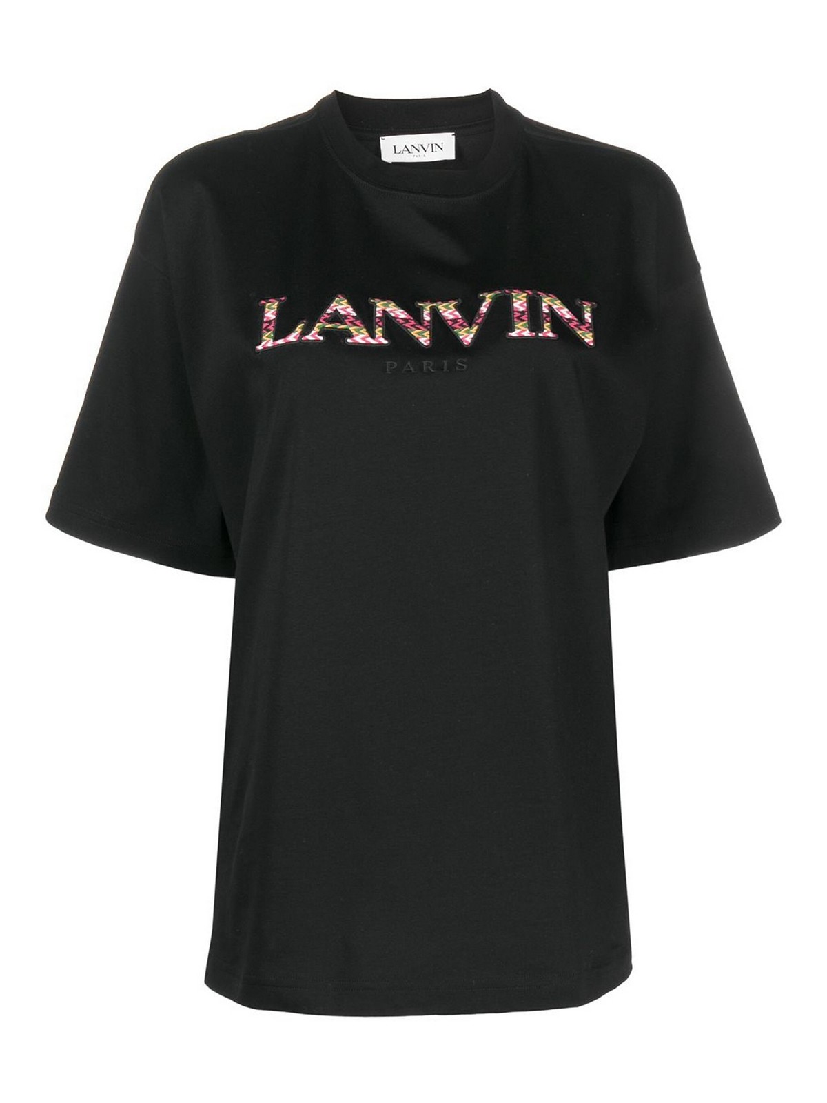 LANVIN｜SHORT-SLEEVED ROUND NECK T-SHIRTS (RWTS0022J207- Lanvin Logo cotton t-shirt - Black - Women | RWTS0022J20710