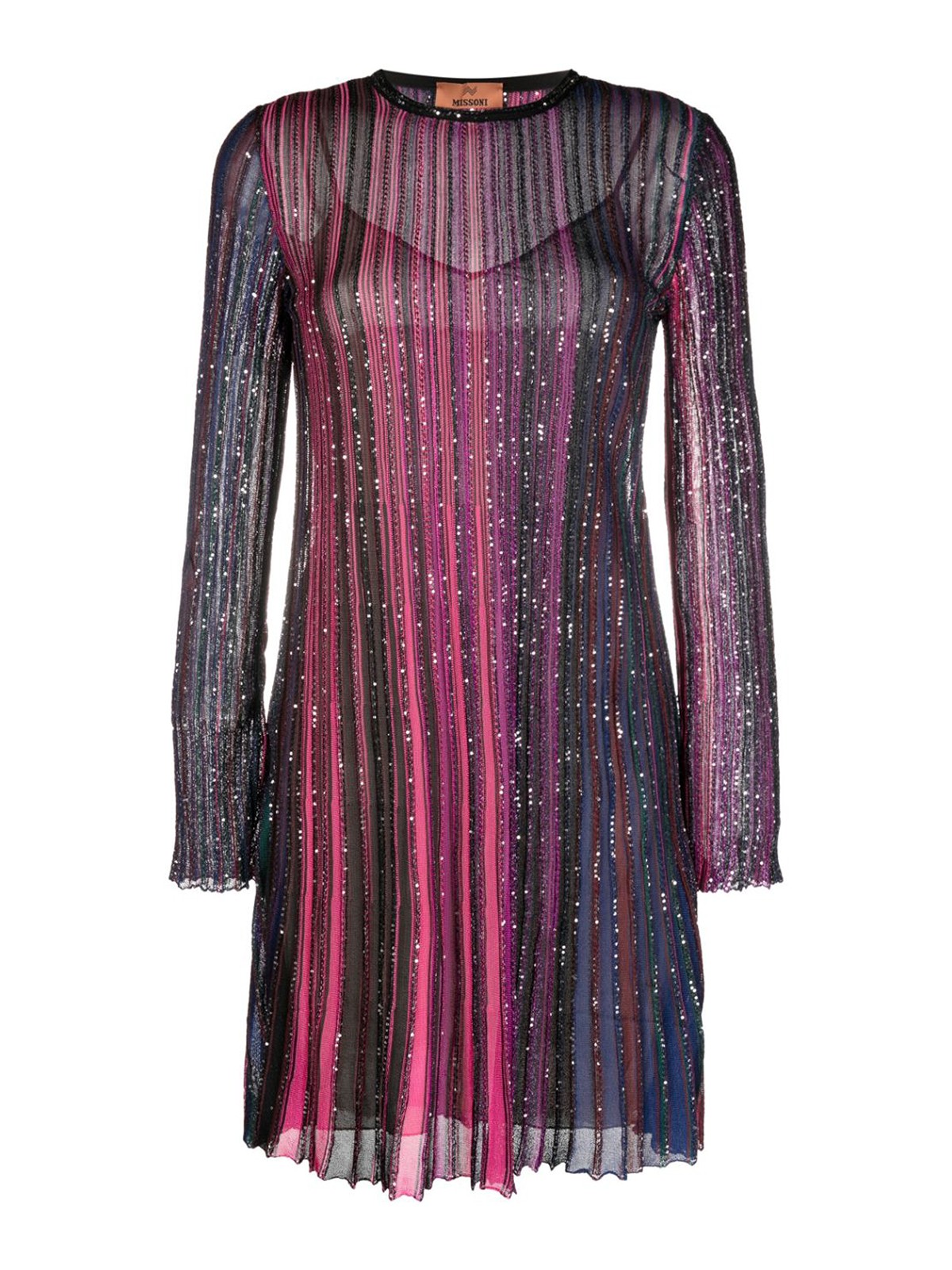 Missoni Lurex Pleated Short Dress In Purple