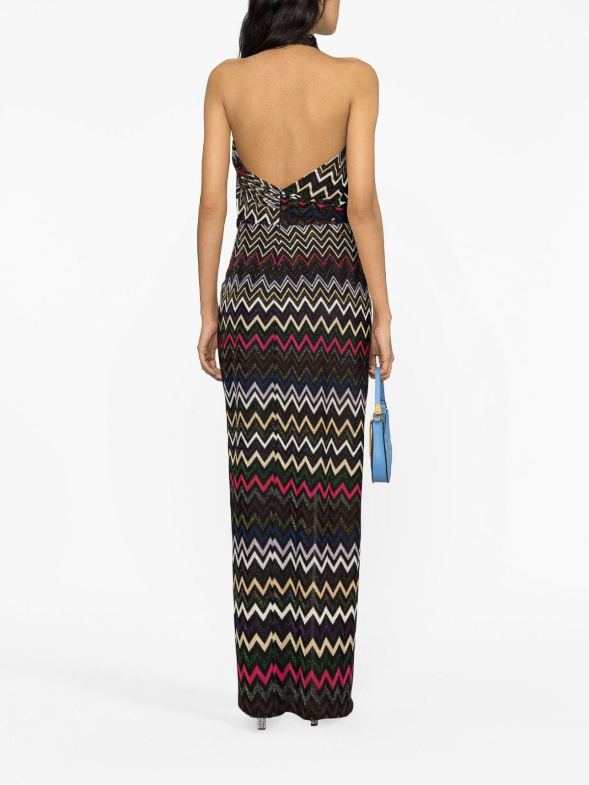 missoni halter dress Knit Midi Fitted Multicolor Fastened at one side with a contrasting bow Missoni Sleeveless Sequin Maxi Dress