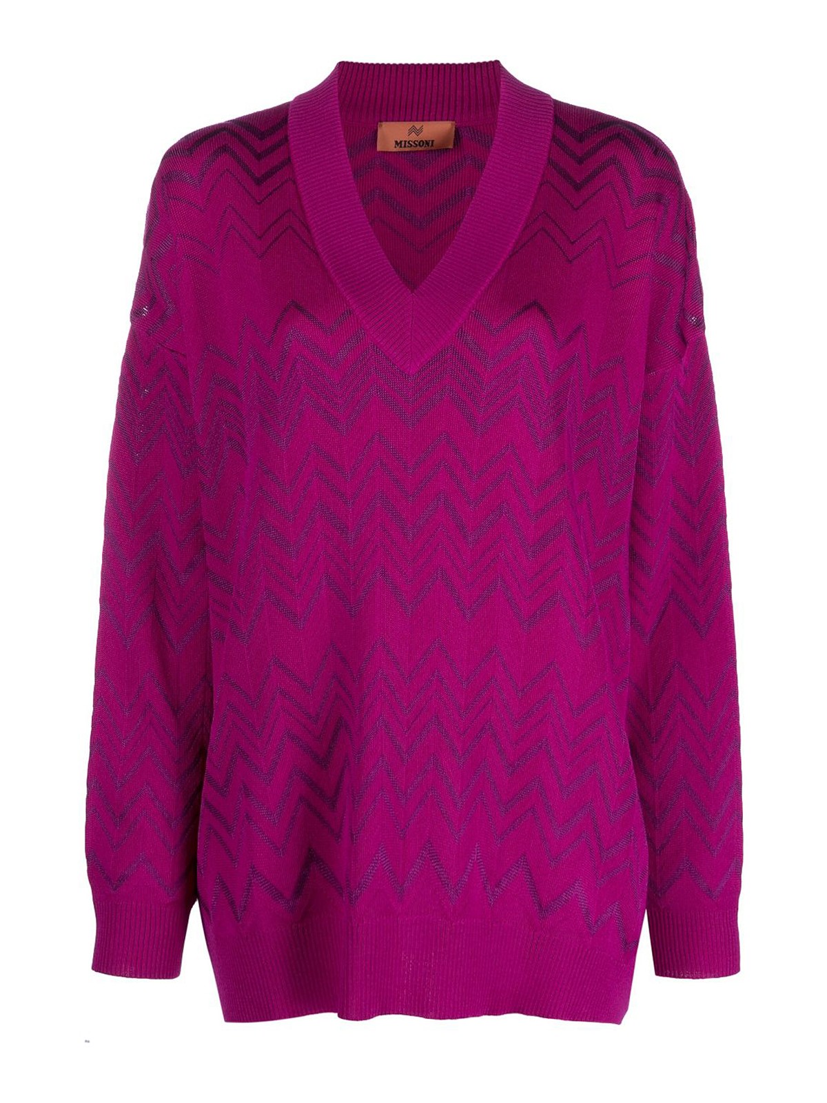 Missoni V-neck Chevron Wool Blend Sweater In Purple