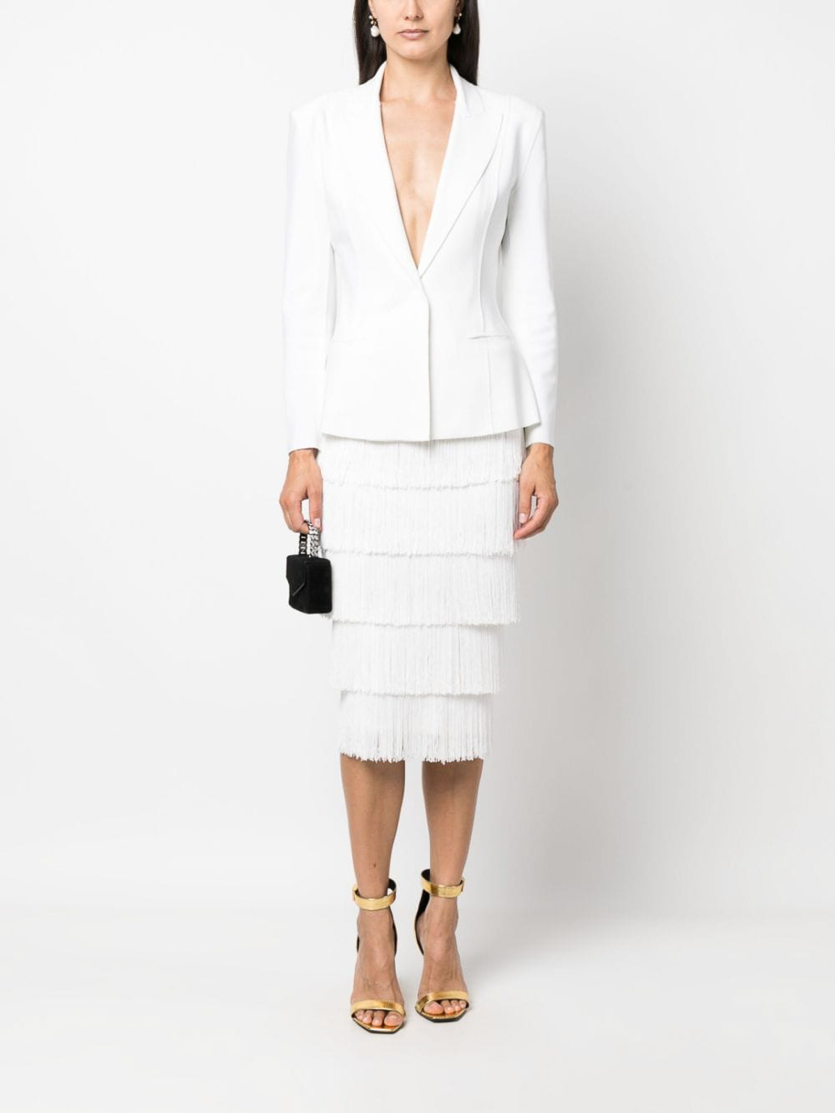 Norma Kamali Fringe midi skirt White Women ST223SPFA22944
