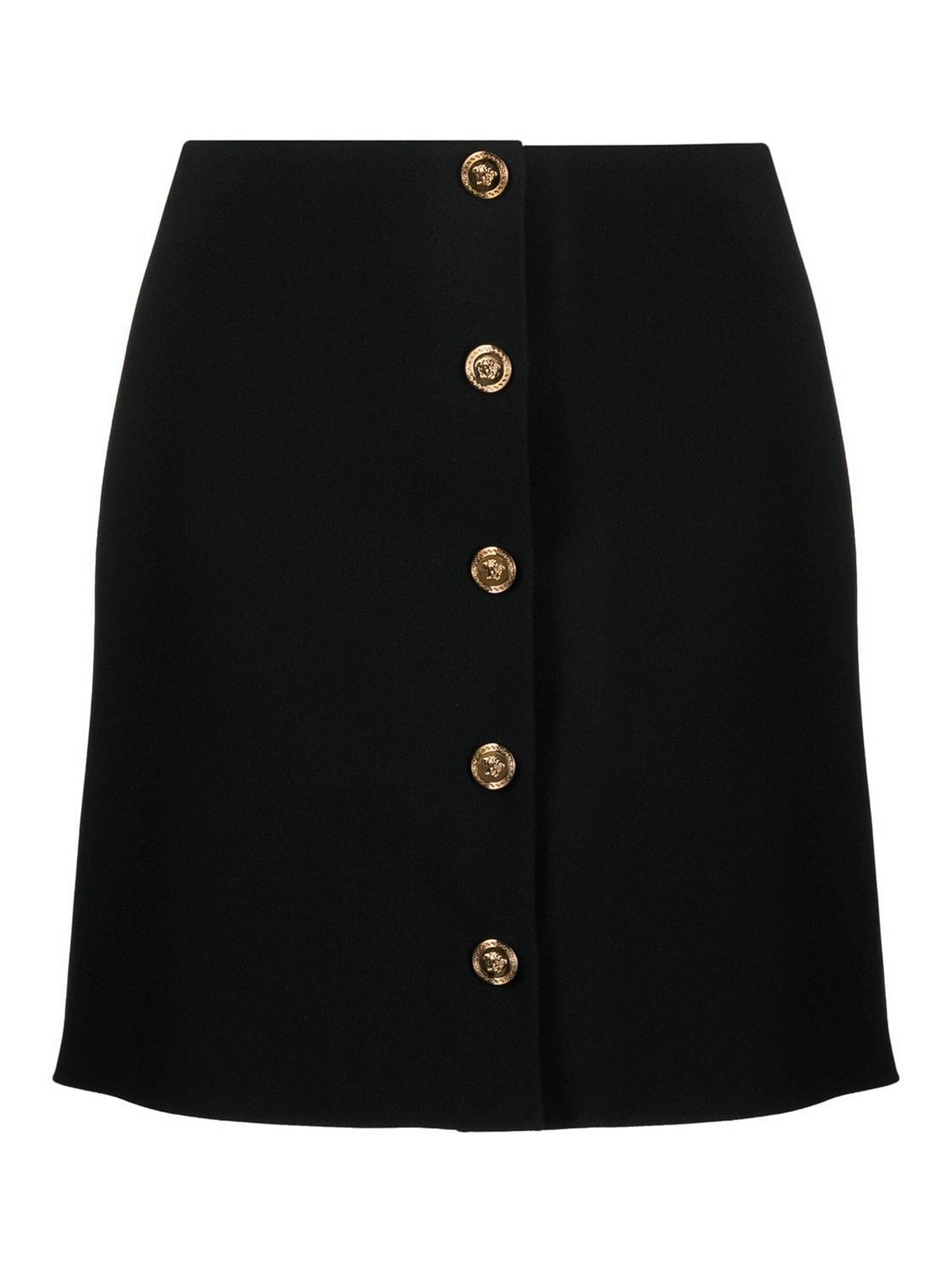 Shop Versace Medusa Buttons Satin Mini Skirt In Negro