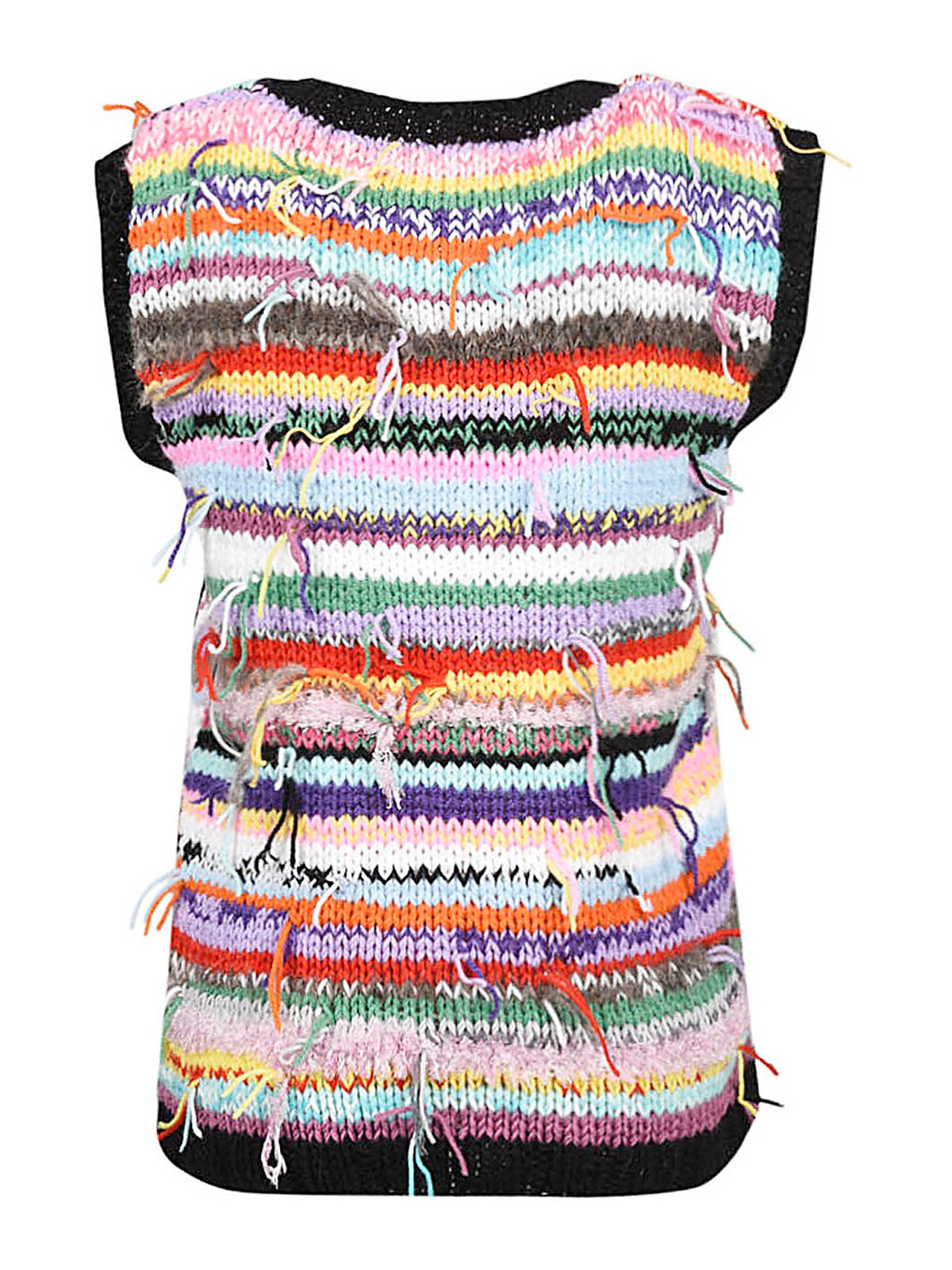 Shop Cavia V-neck Regular Fit Wool Vest In Multicolour