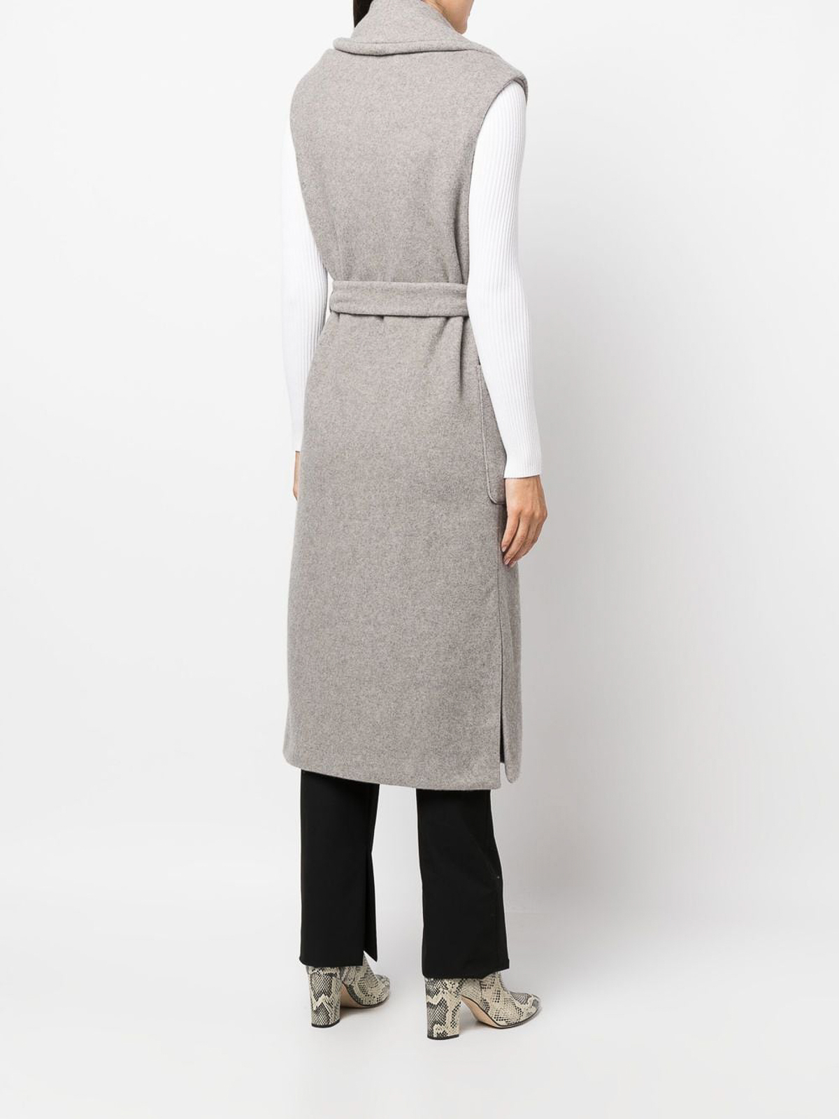 Shop Colombo Long Cashmere Hooded Vest In Grey