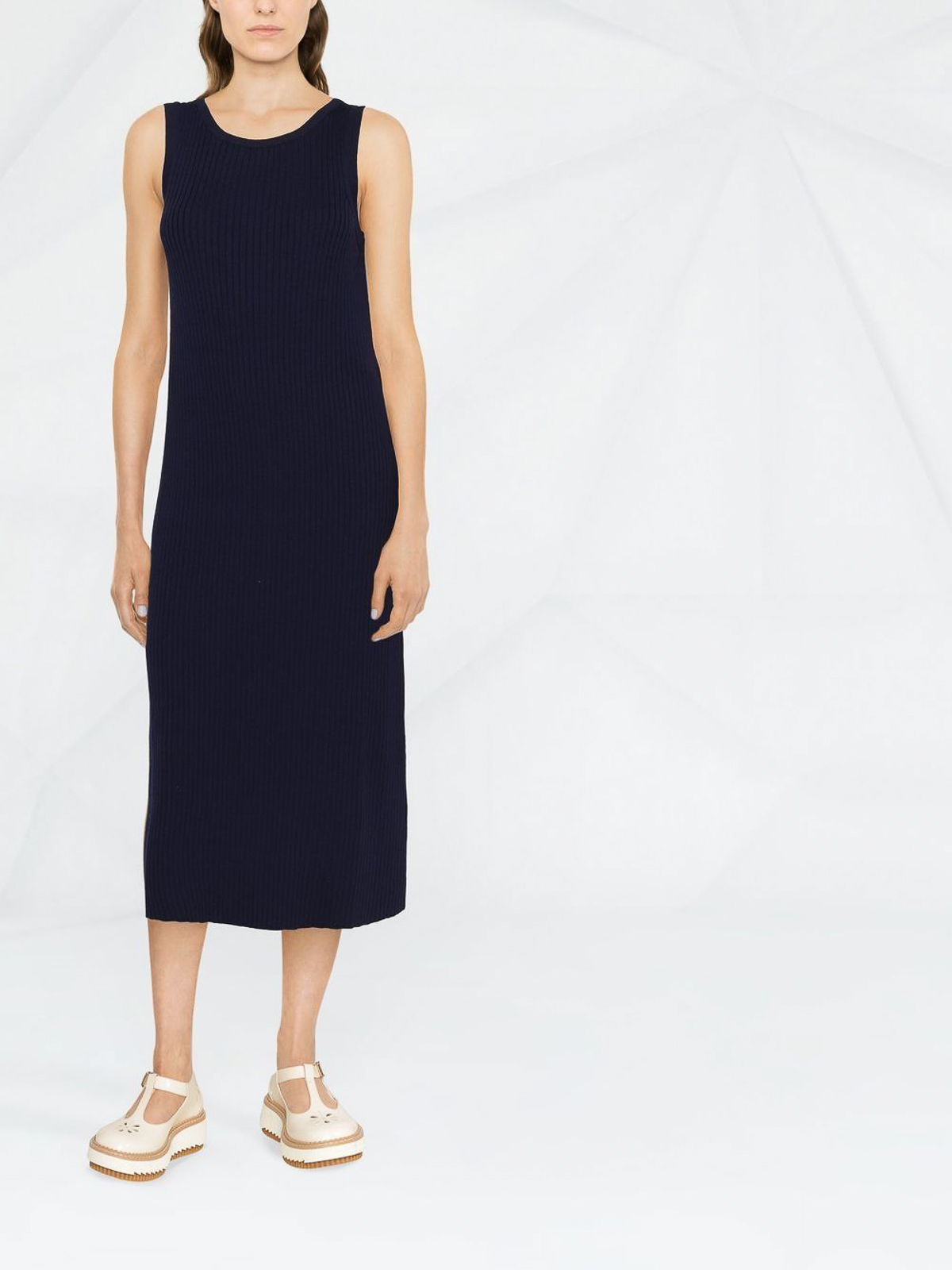 Shop See By Chloé Long Sleeveless Knit Dress In Blue