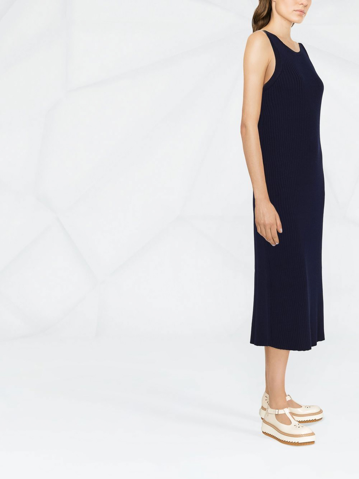 Shop See By Chloé Long Sleeveless Knit Dress In Blue