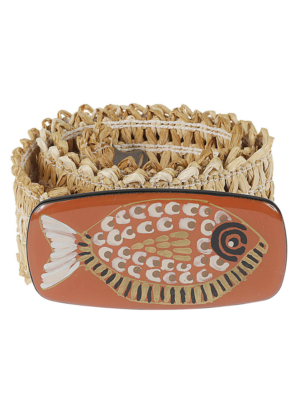 Shop Exquisite J Raffia Belt With Painted Buckle In Brown