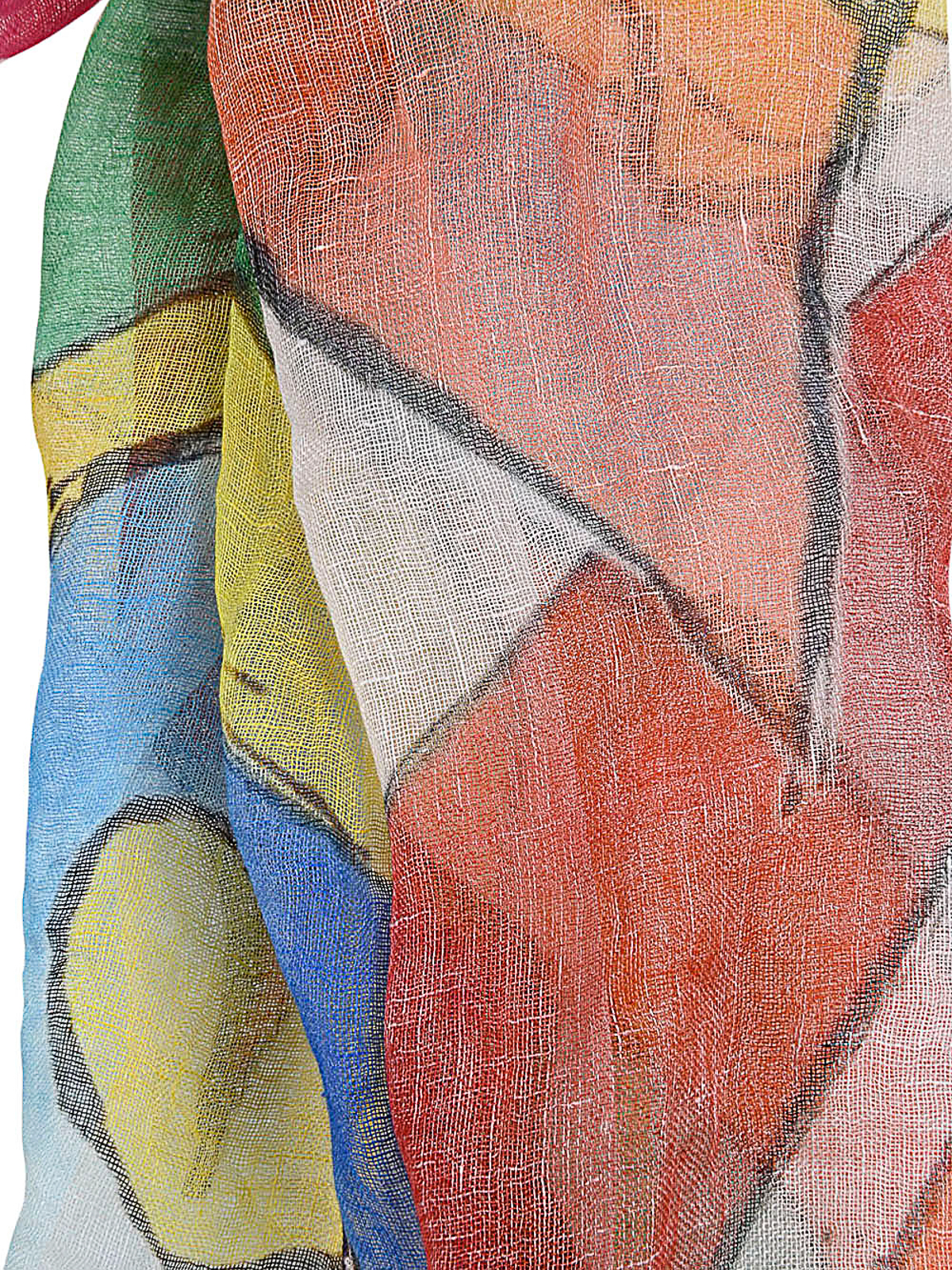 Shop Patchouli Linen Printed Stole In Multicolour