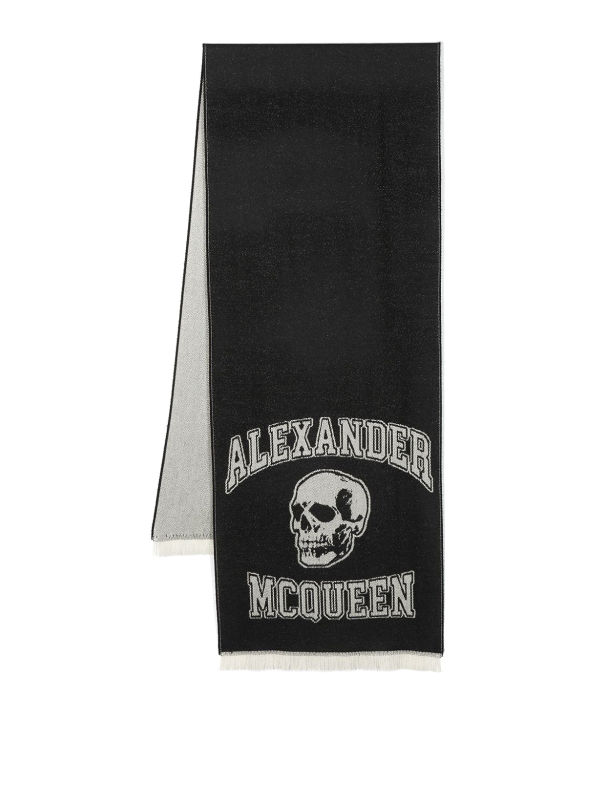 Alexander Mcqueen Logo Wool Scarf In Black