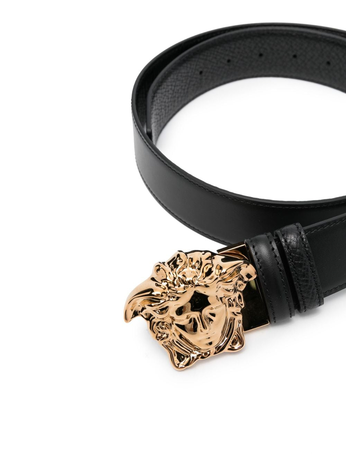 Shop Versace Medusa Reversible Leather Belt In Negro