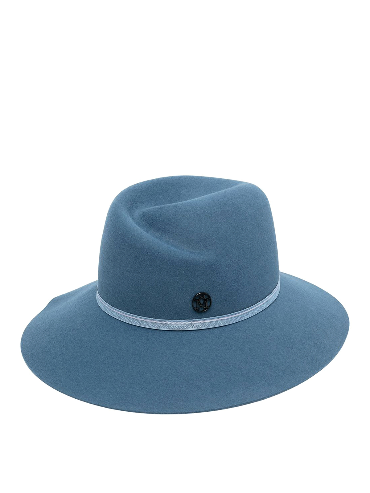 Shop Maison Michel Virginie Silk Ribbon On Felt Fedora Hat In Blue
