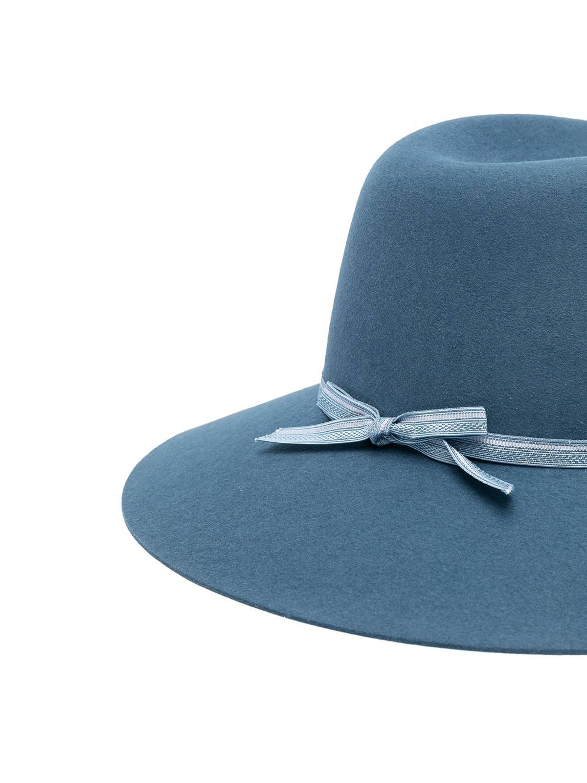 Shop Maison Michel Virginie Silk Ribbon On Felt Fedora Hat In Blue