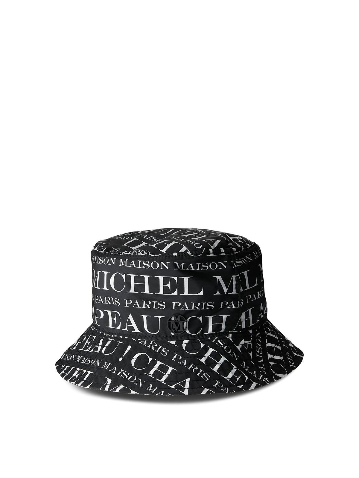 Maison Michel Jason Allover Logo Waterproof  Bucket Hat In Black