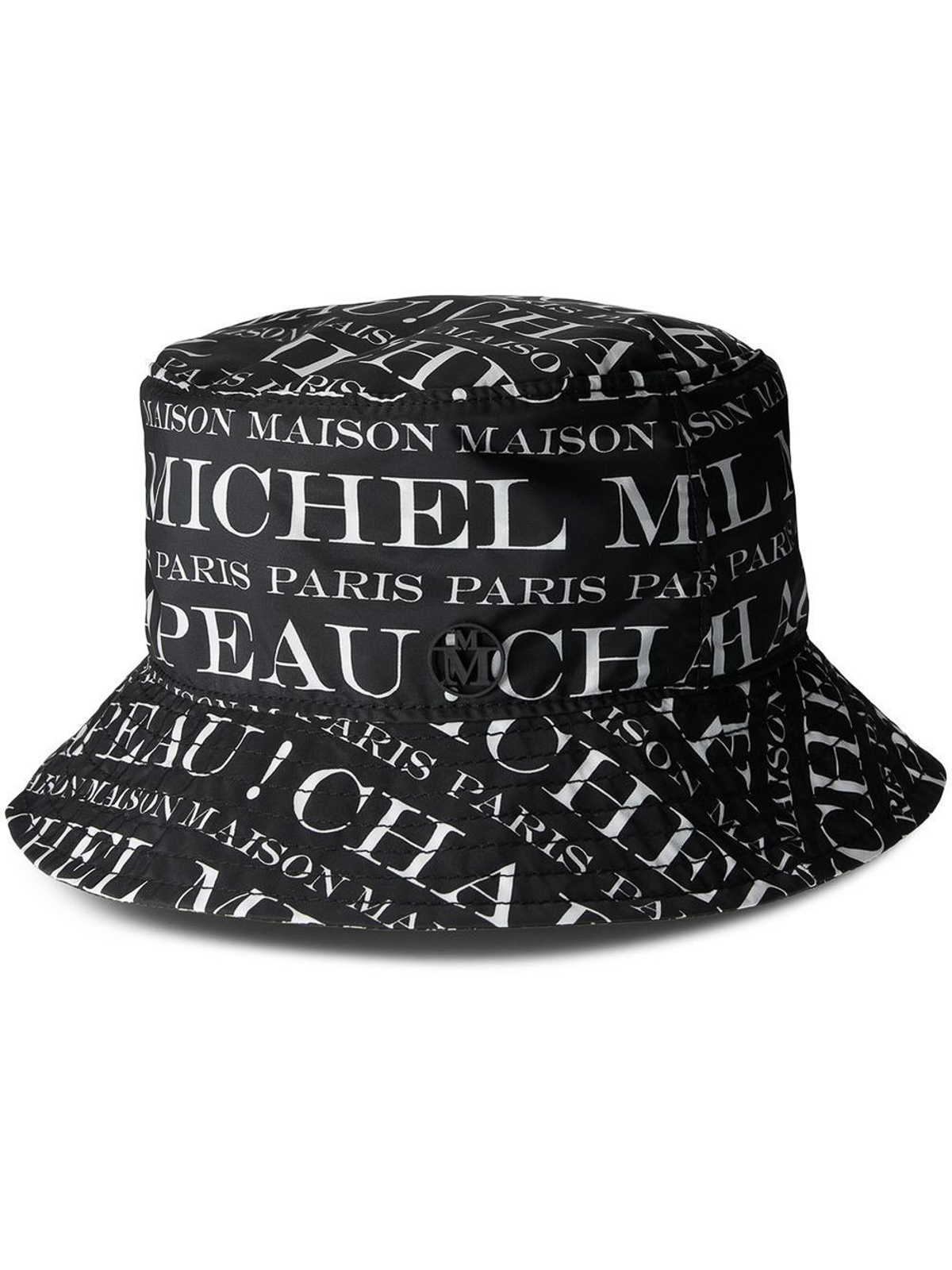 Shop Maison Michel Jason Allover Logo Waterproof  Bucket Hat In Black