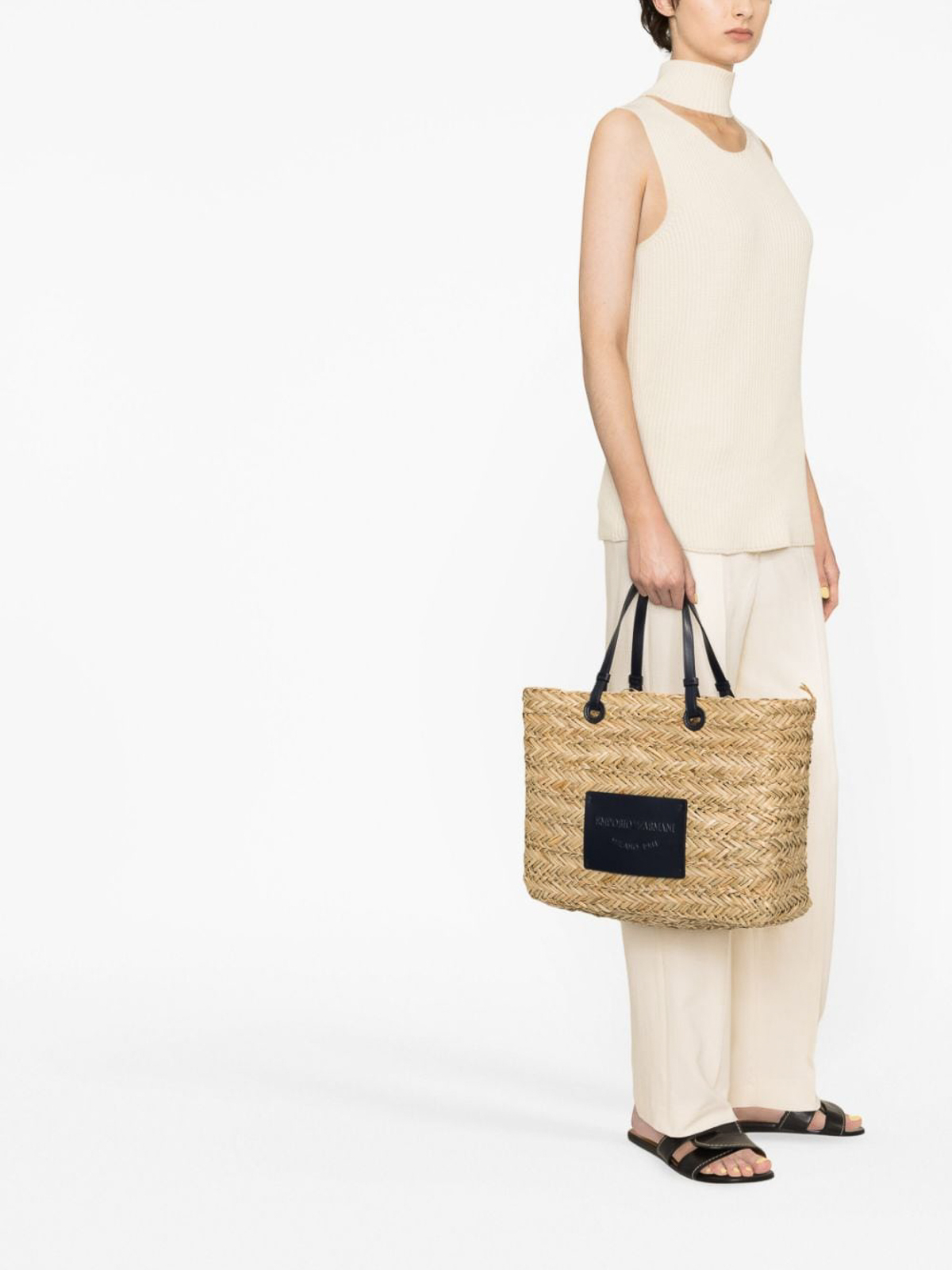 Emporio Armani Straw shopping bag - Blue - Women|Y3D259YVN2E80435