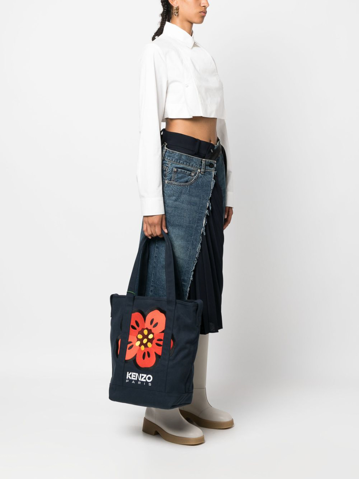 Shop Kenzo Cotton Tote Bag In Blue
