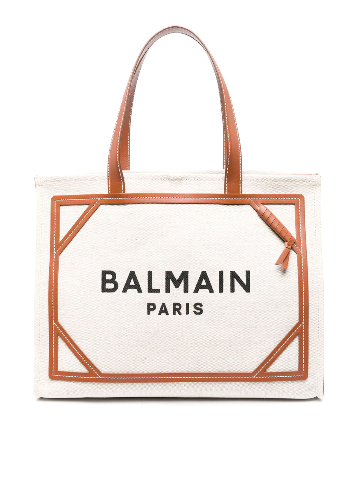 Balmain B-army Medium Canvas Shopping Bag In Beige
