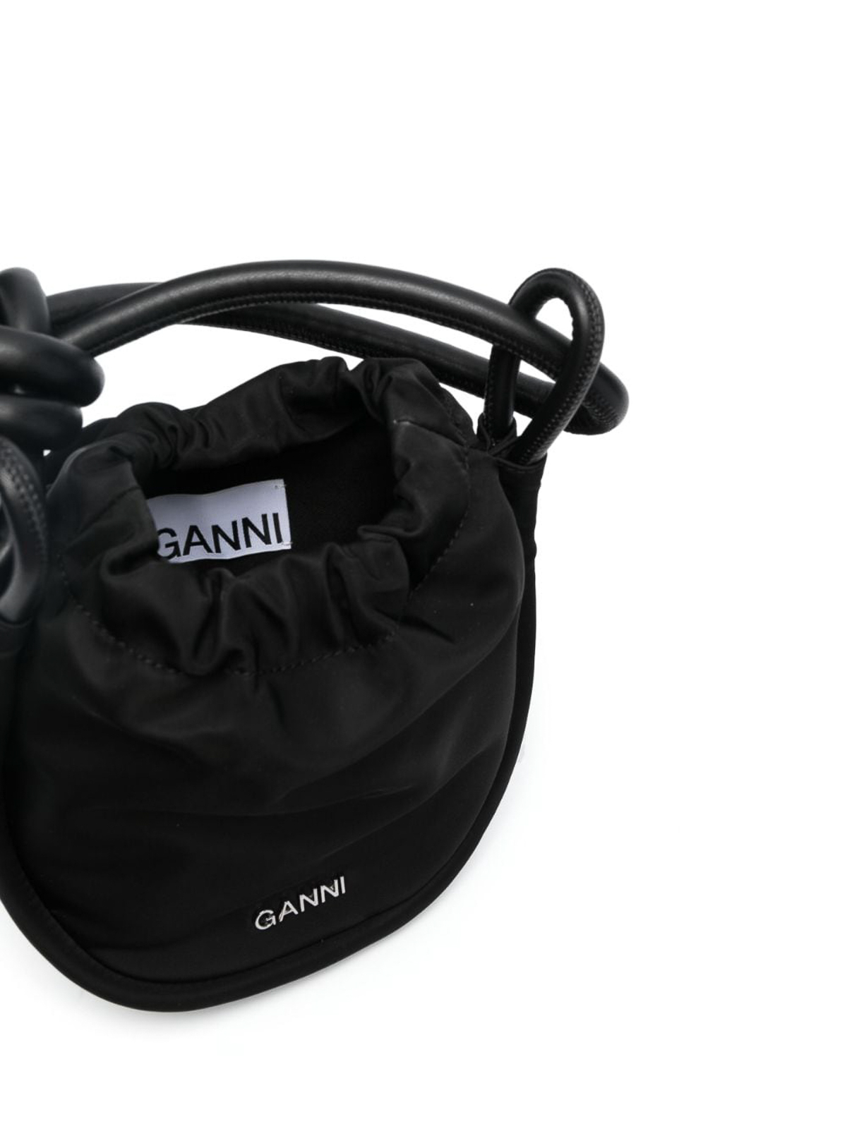 Ganni Mini Knot Nylon Cross Body Bag Black