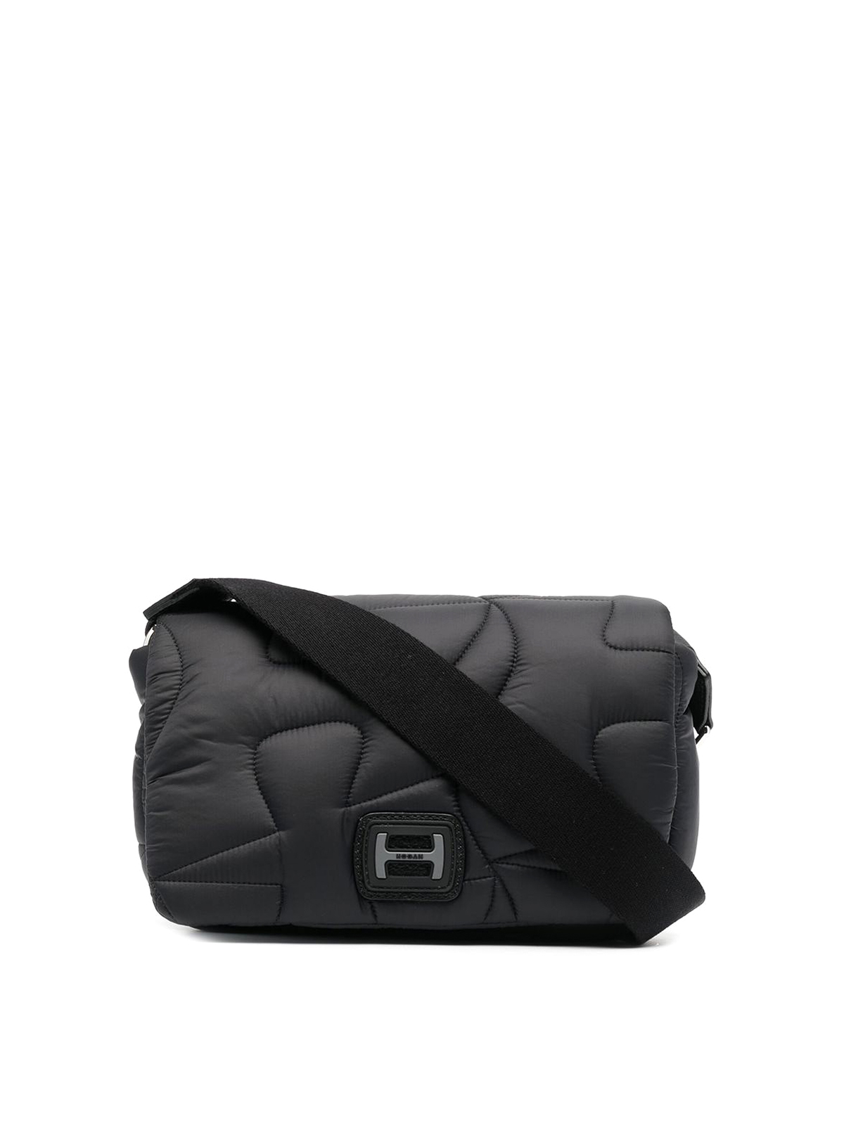 Hogan Quilted Technical Fabric Crossbody Bag In Black