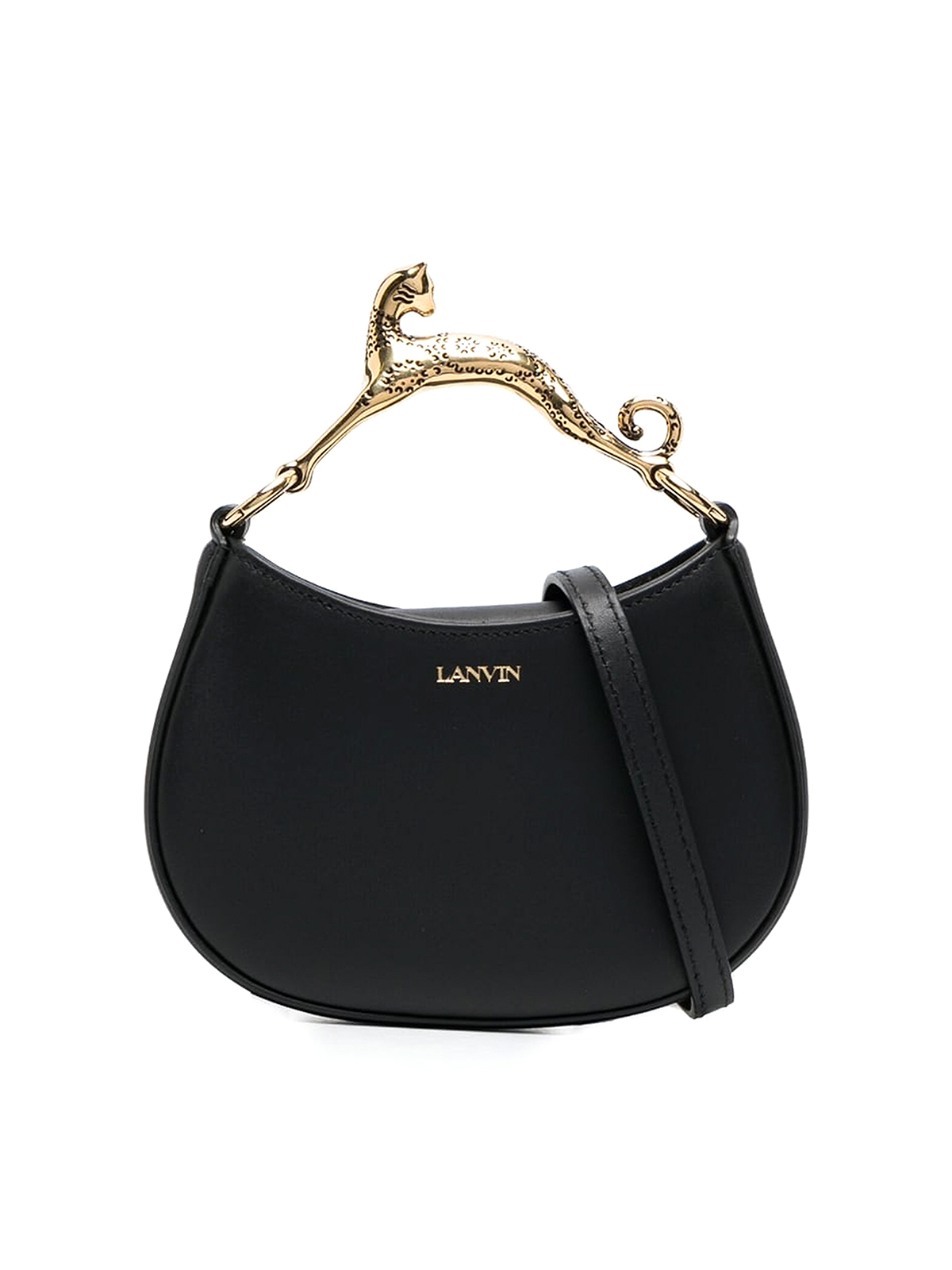 Lanvin Hobo Cat Leather Nano Handbag In Black