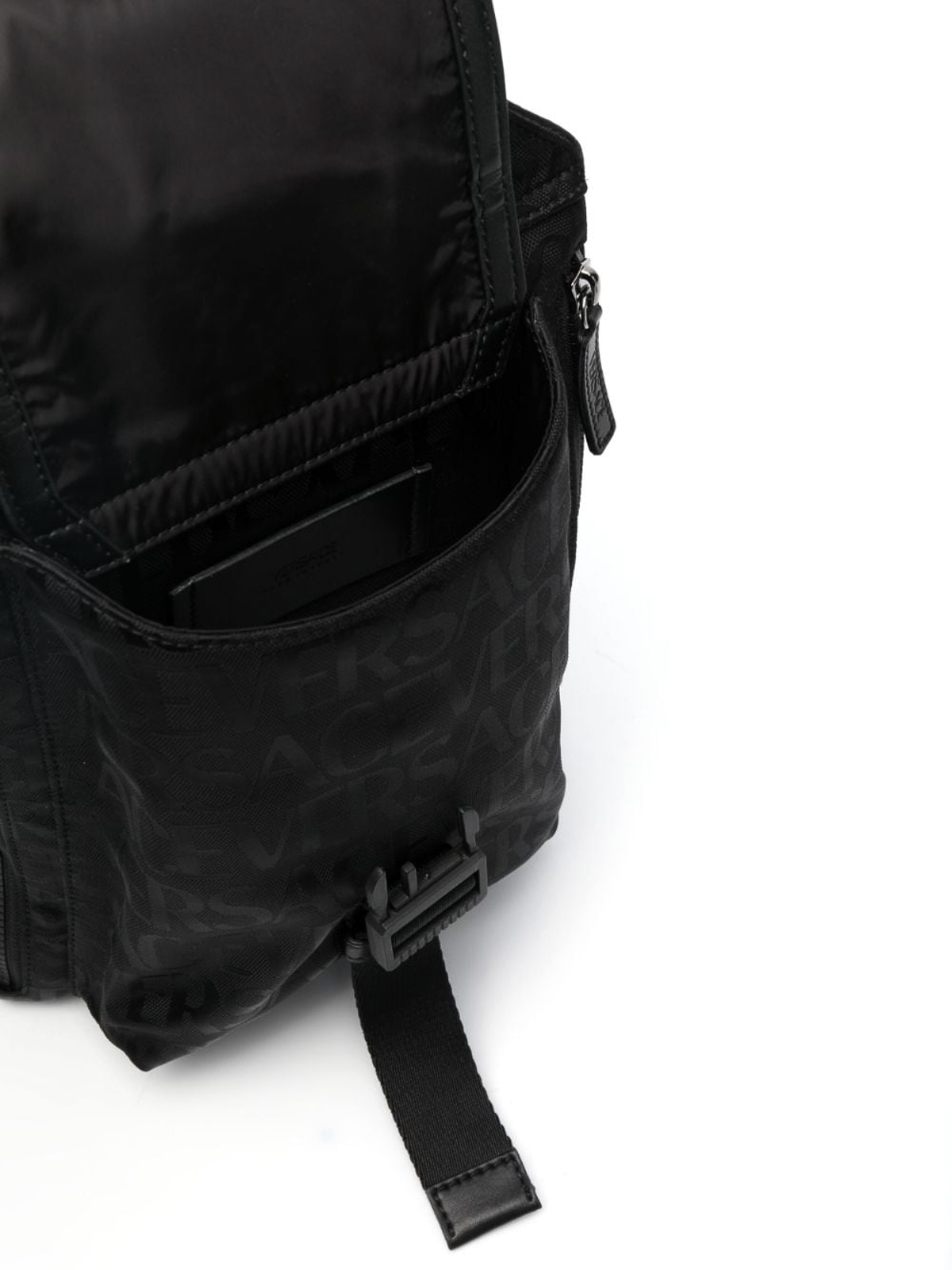 Shop Versace Logo One-shoulder Backpack In Black