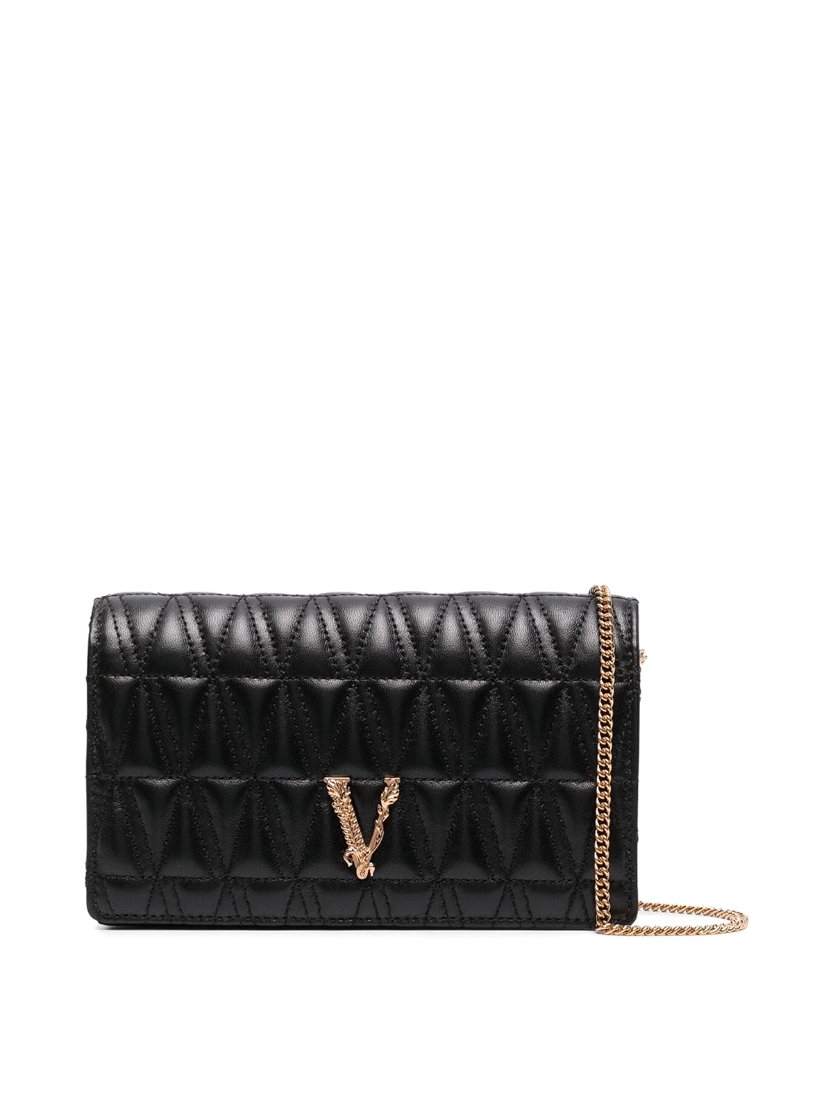 Versace Virtus Quilted Leather Mini Bag In Black