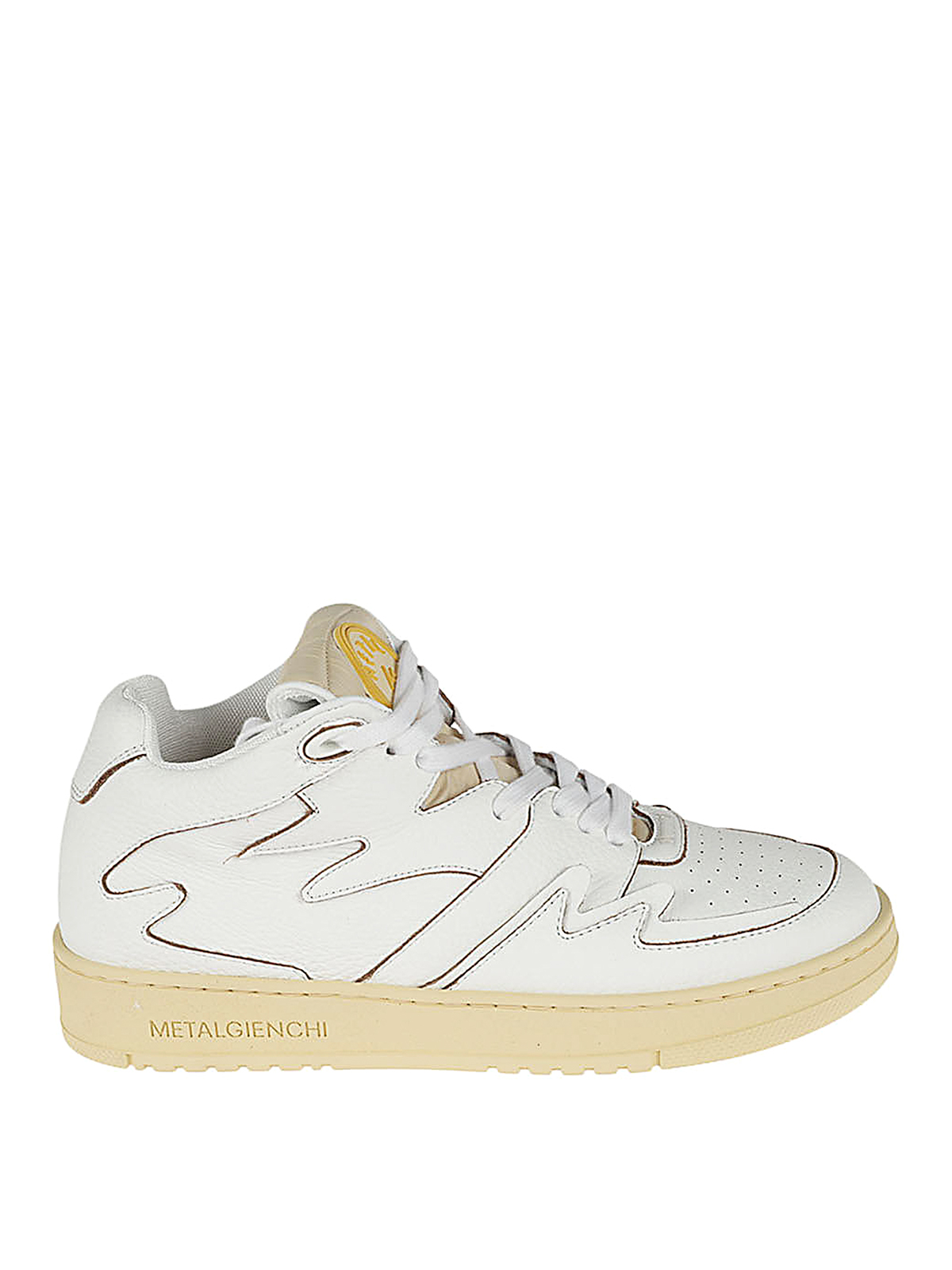 Shop Metalgienchi Neon Leather Sneakers In White
