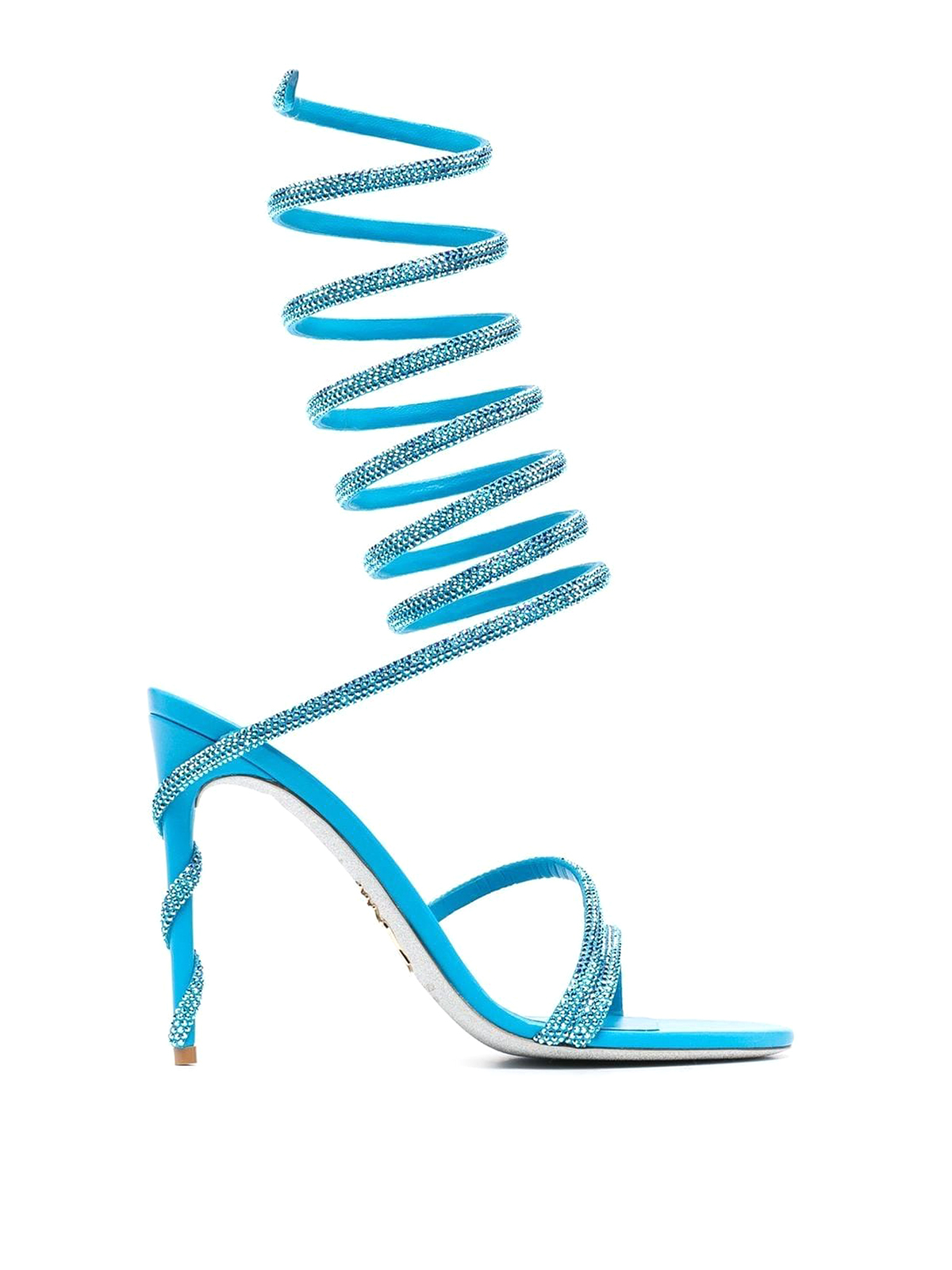 René Caovilla Crystal Embellished Heel Sandals In Blue