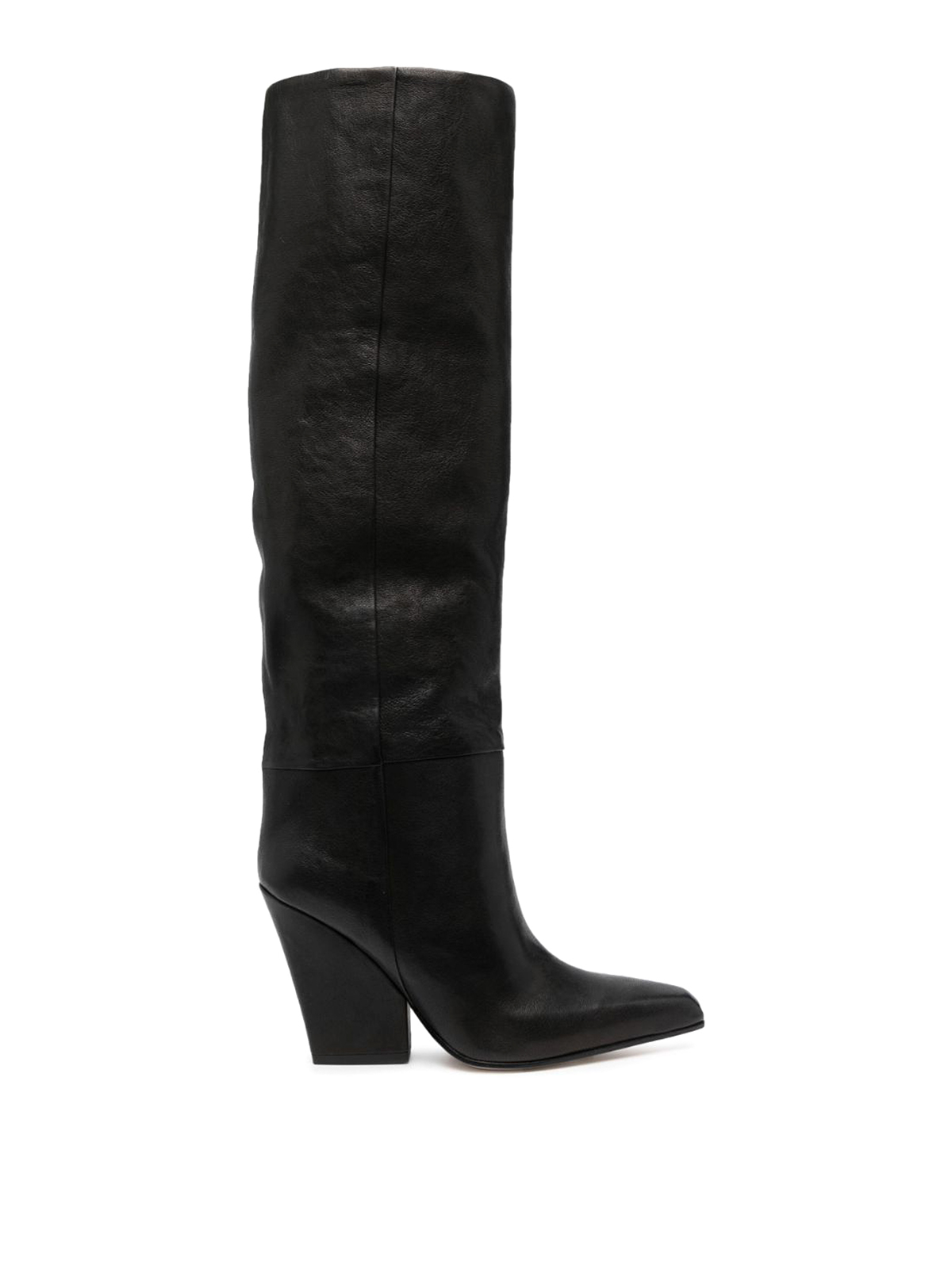 Paris Texas Leather Heel Boots In Black