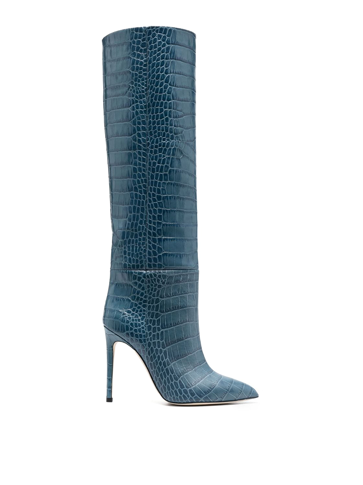 Paris Texas Leather Crocodile-embossed Boots In Azul