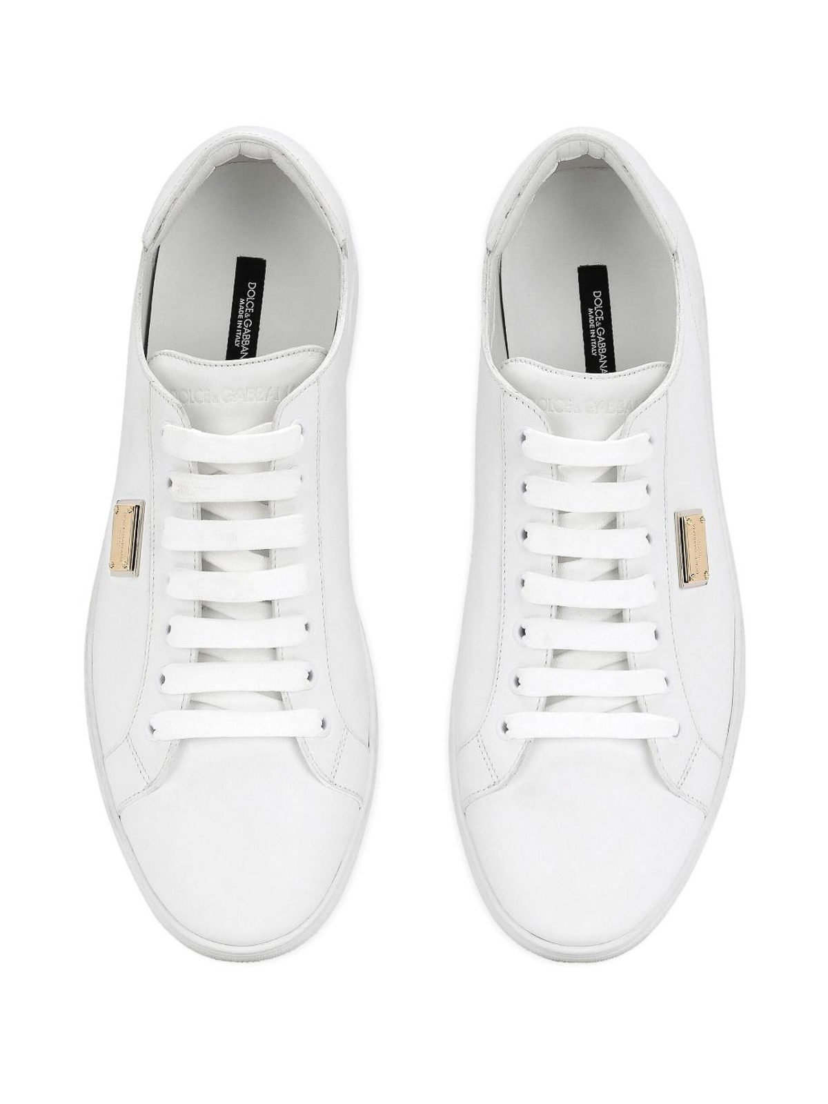 Shop Dolce & Gabbana Saint Tropez Leather Sneakers In Blanco