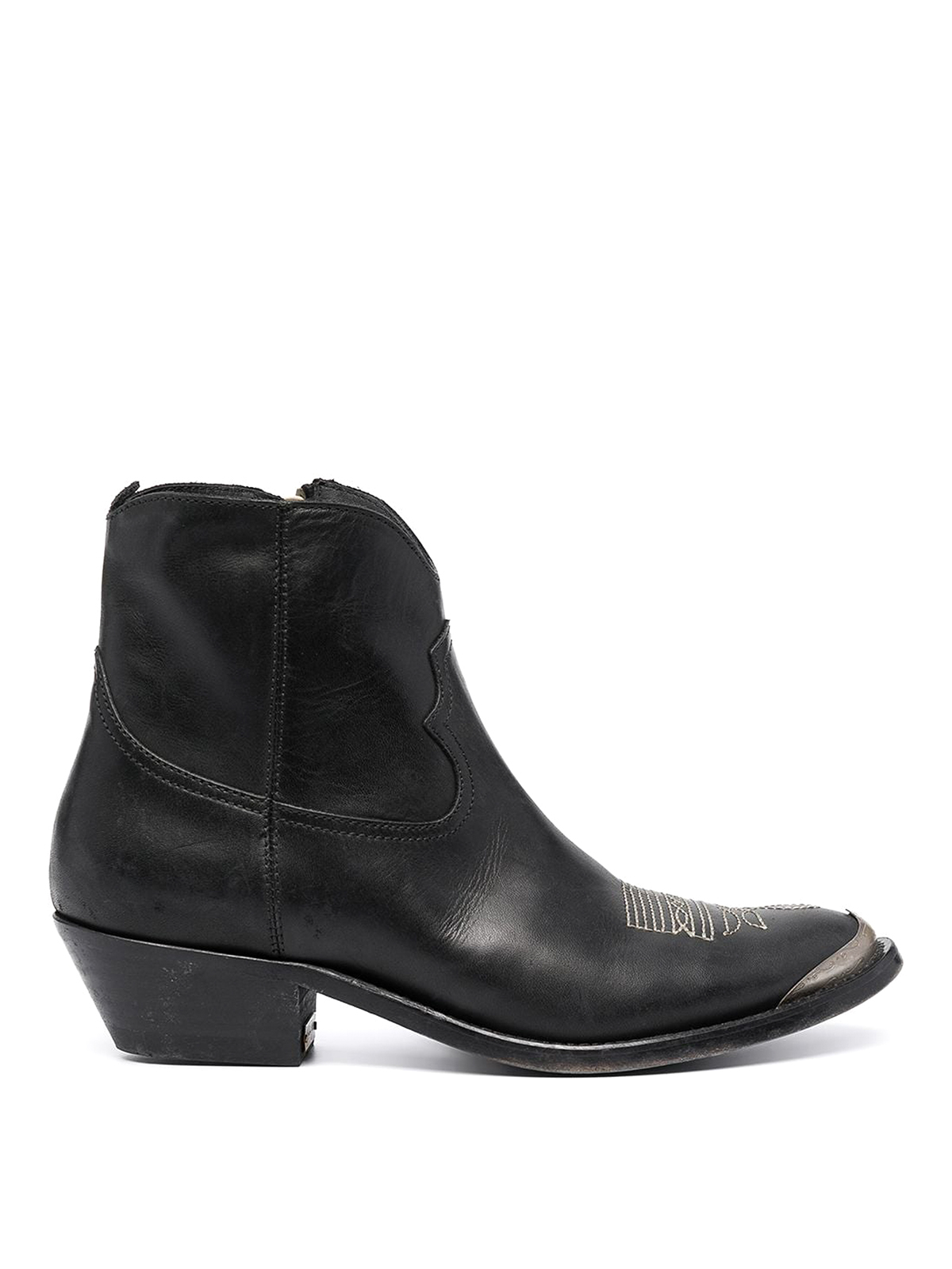 Golden Goose Young Leather Boots In Negro