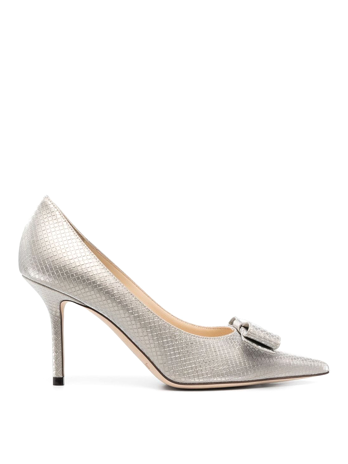 Shop Jimmy Choo Love/bow 85 Leather Pumps In Plata