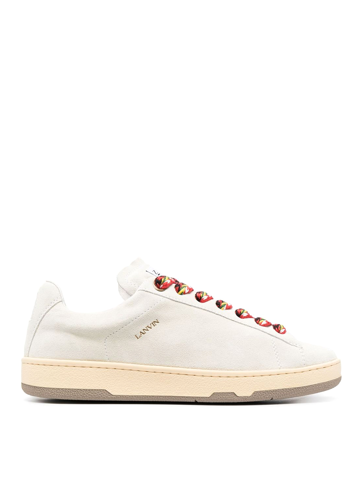 Lanvin Lite Curb Leather Sneakers In White
