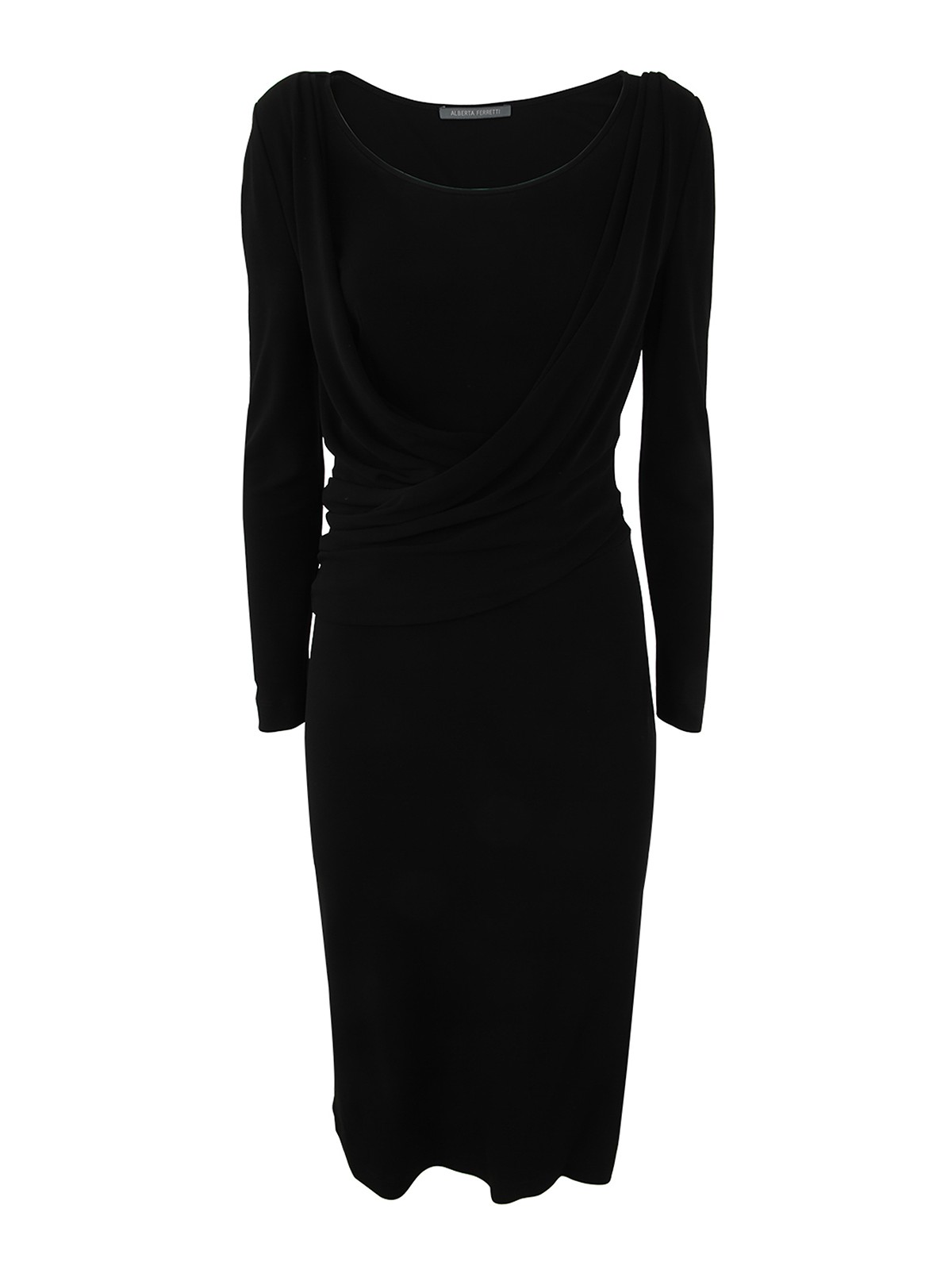 Alberta Ferretti Long Sleeves Midi Dress In Black