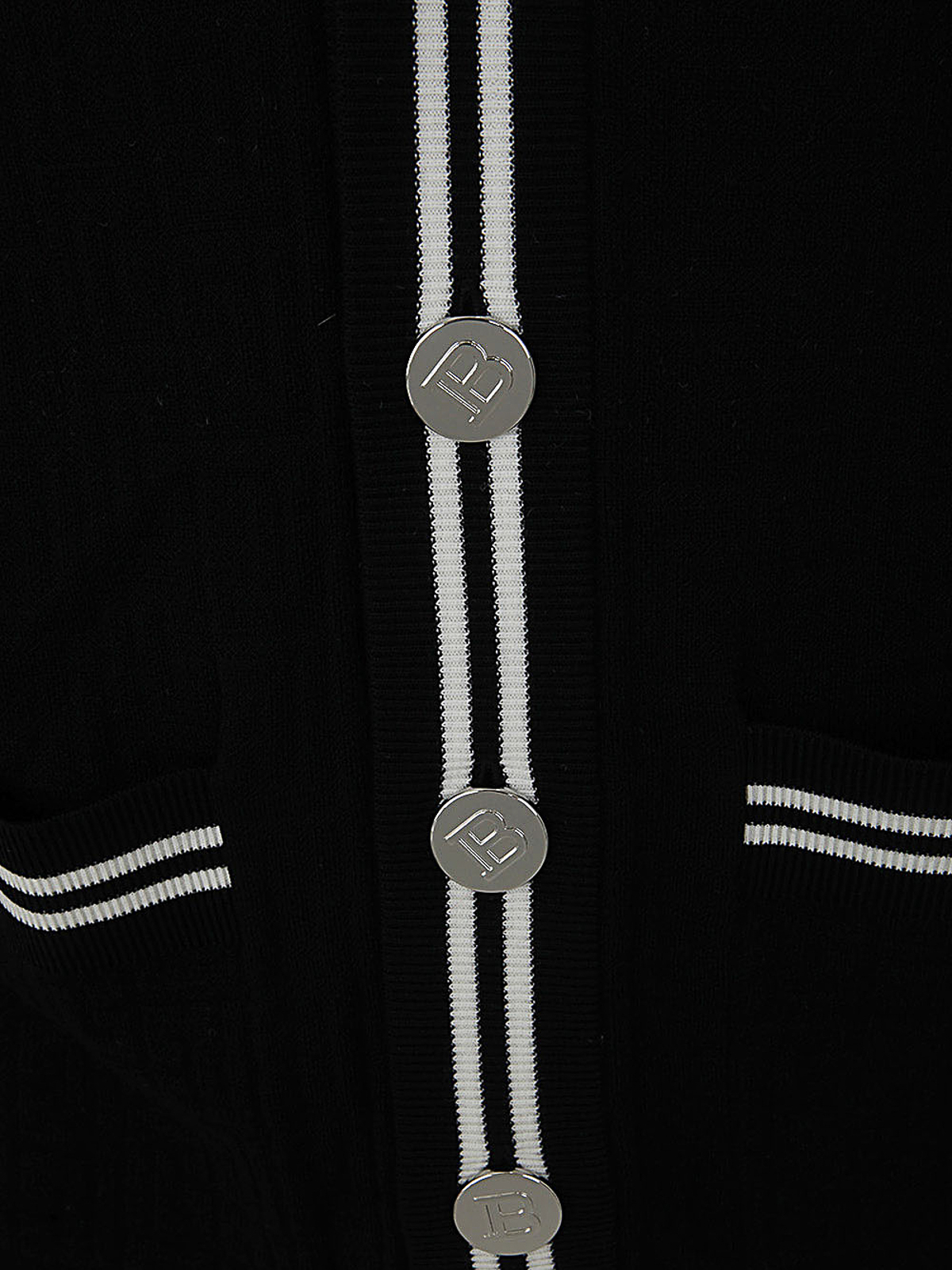 Shop Balmain Monogram Jacquard Wool Cardigan In Negro