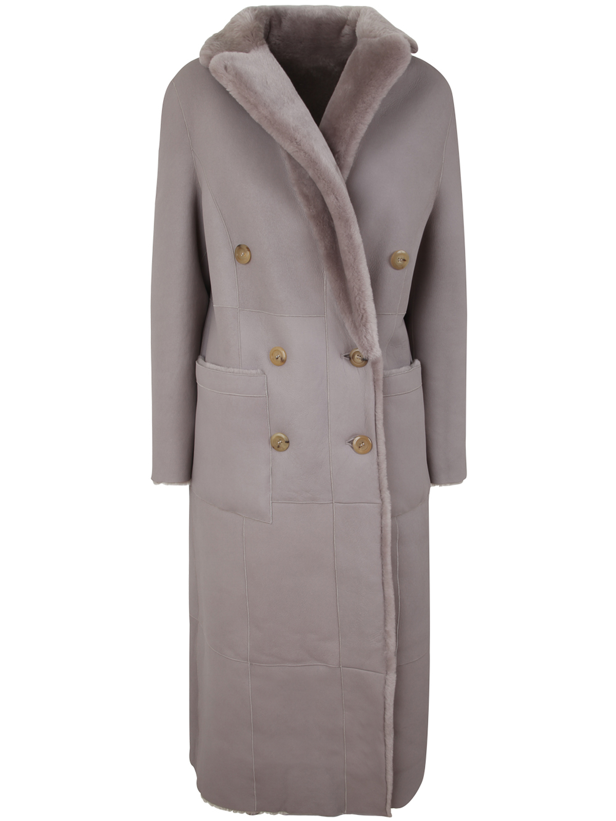 Shop Blancha Shearling Coat In Grey