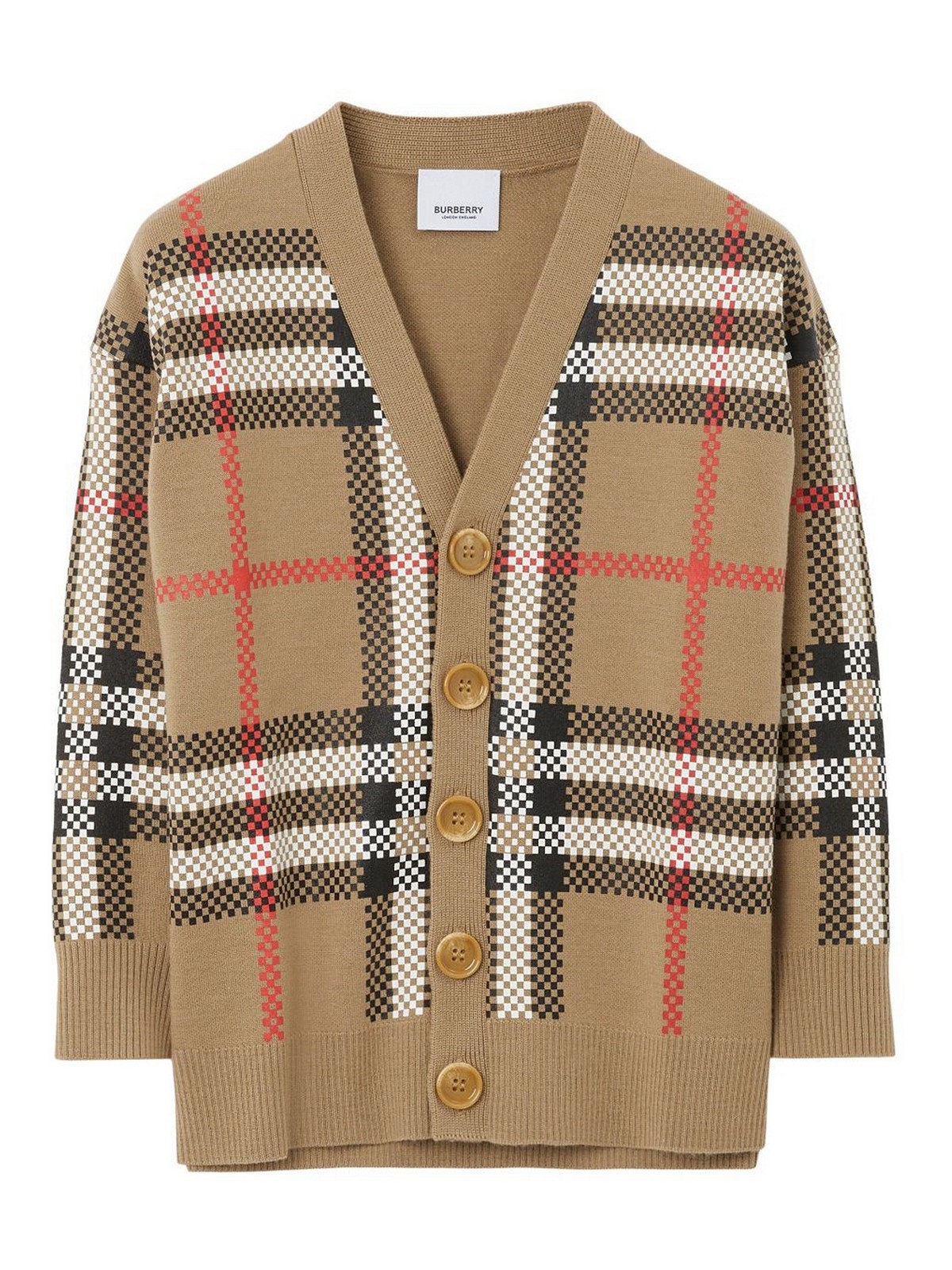 Burberry Kids' Johnny Checked Cardigan In Marrón