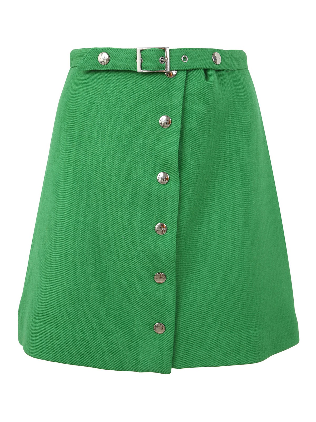 Shop Etro Mini Skirt With Buttons In Front In Green