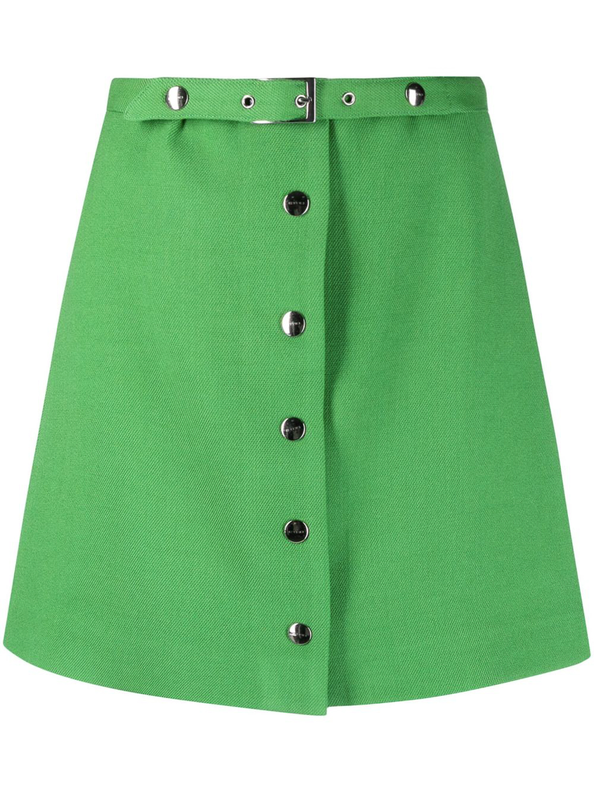 Shop Etro Mini Skirt With Buttons In Front In Green