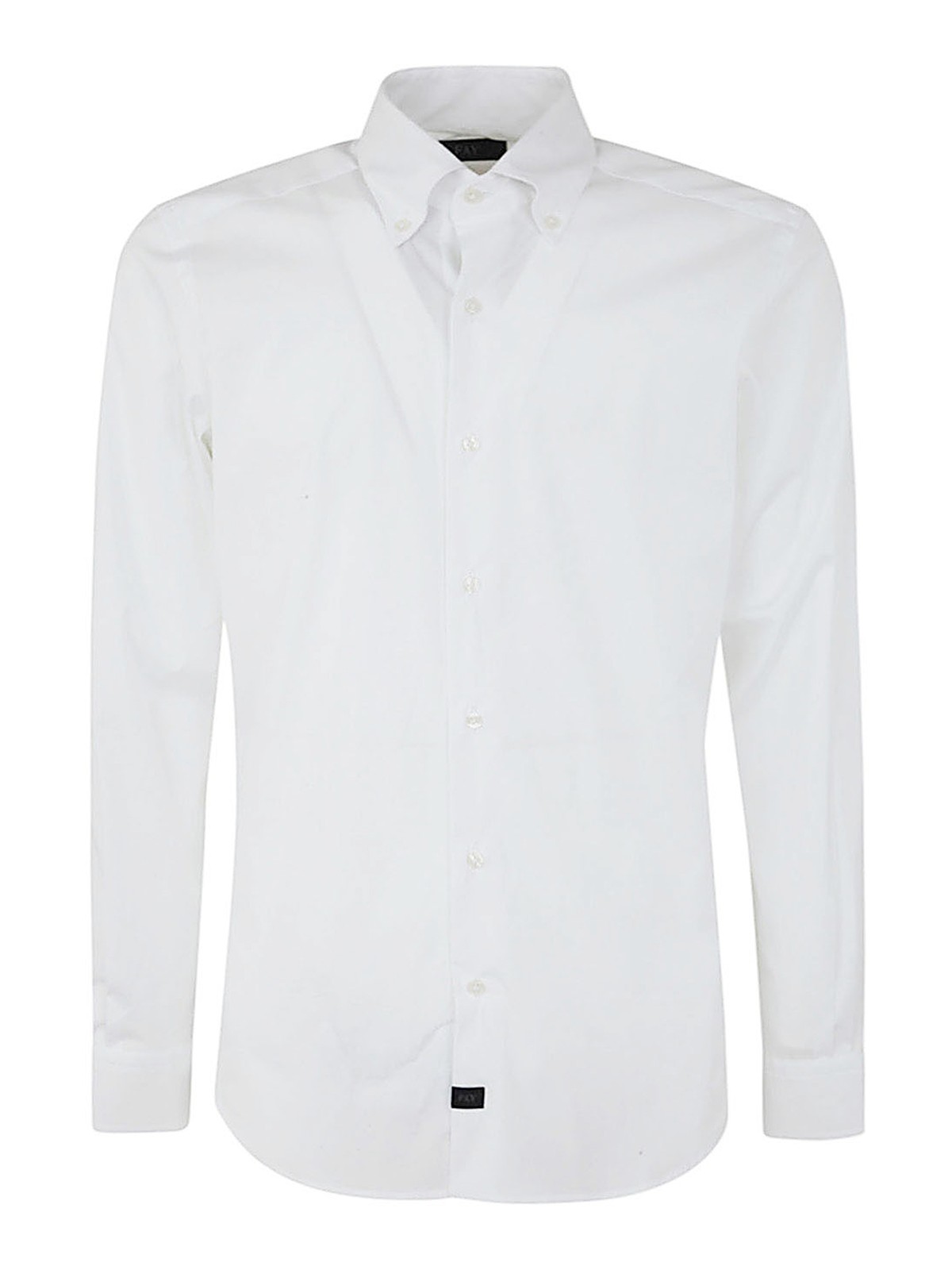 Shop Fay Stretch Popeline Shirt In White