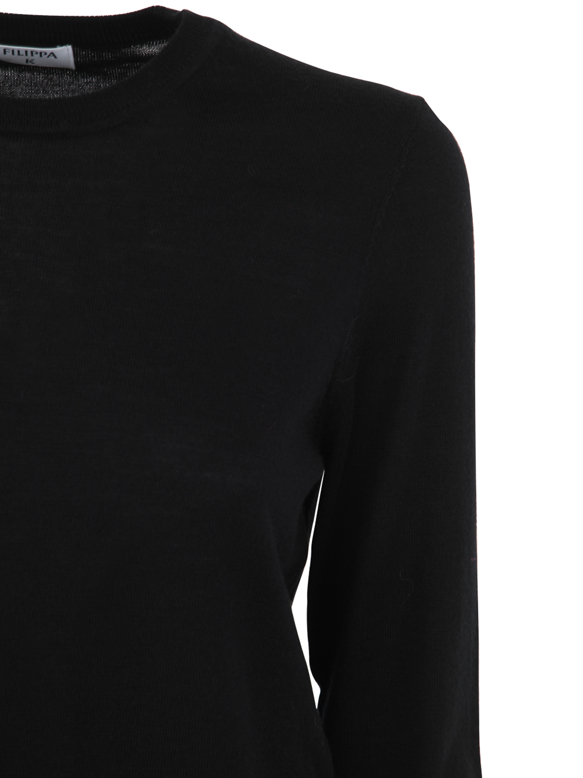 Shop Filippa K Merino Round Neck Sweater In Black