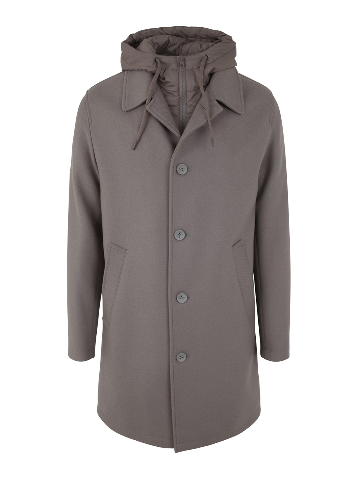 Shop Herno Long Coat With Hood In Grey