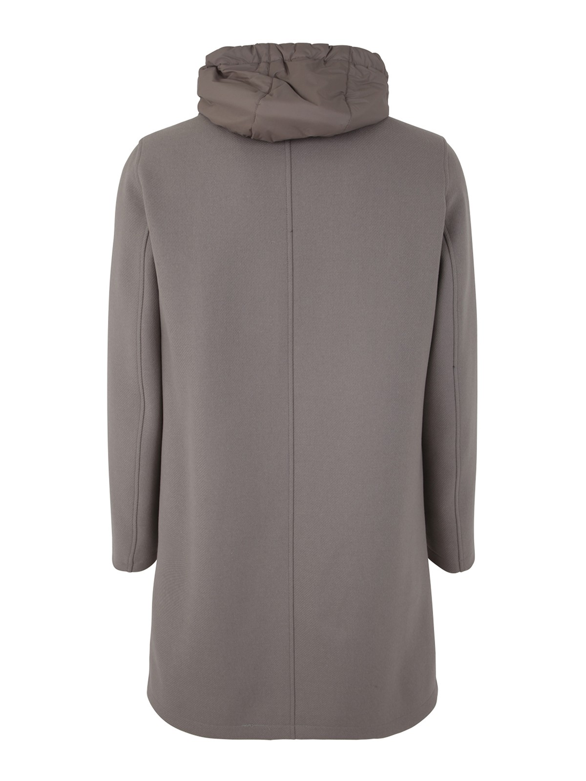 Shop Herno Long Coat With Hood In Grey