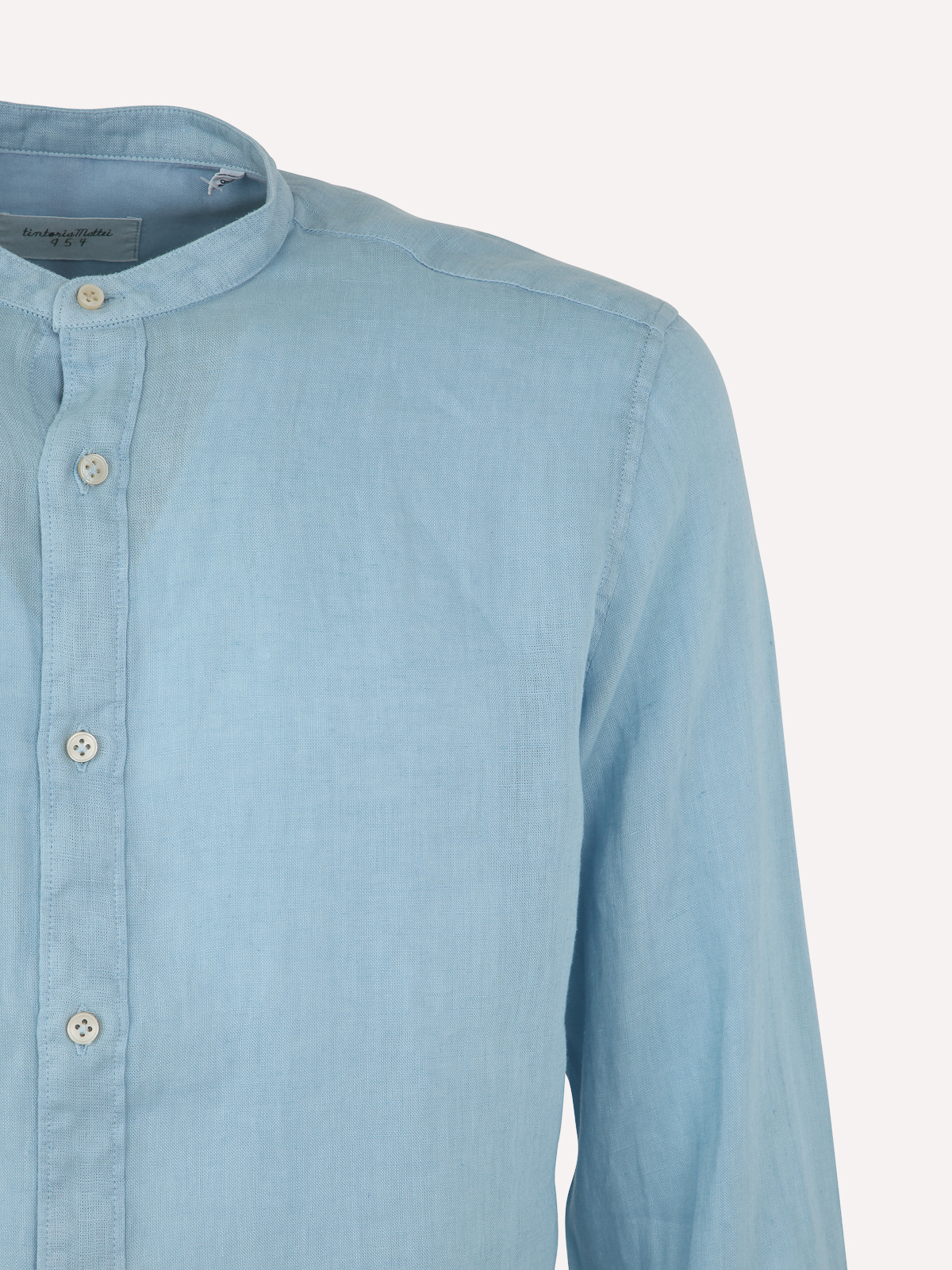 Shop Tintoria Mattei Corean Collar Shirt In Blue