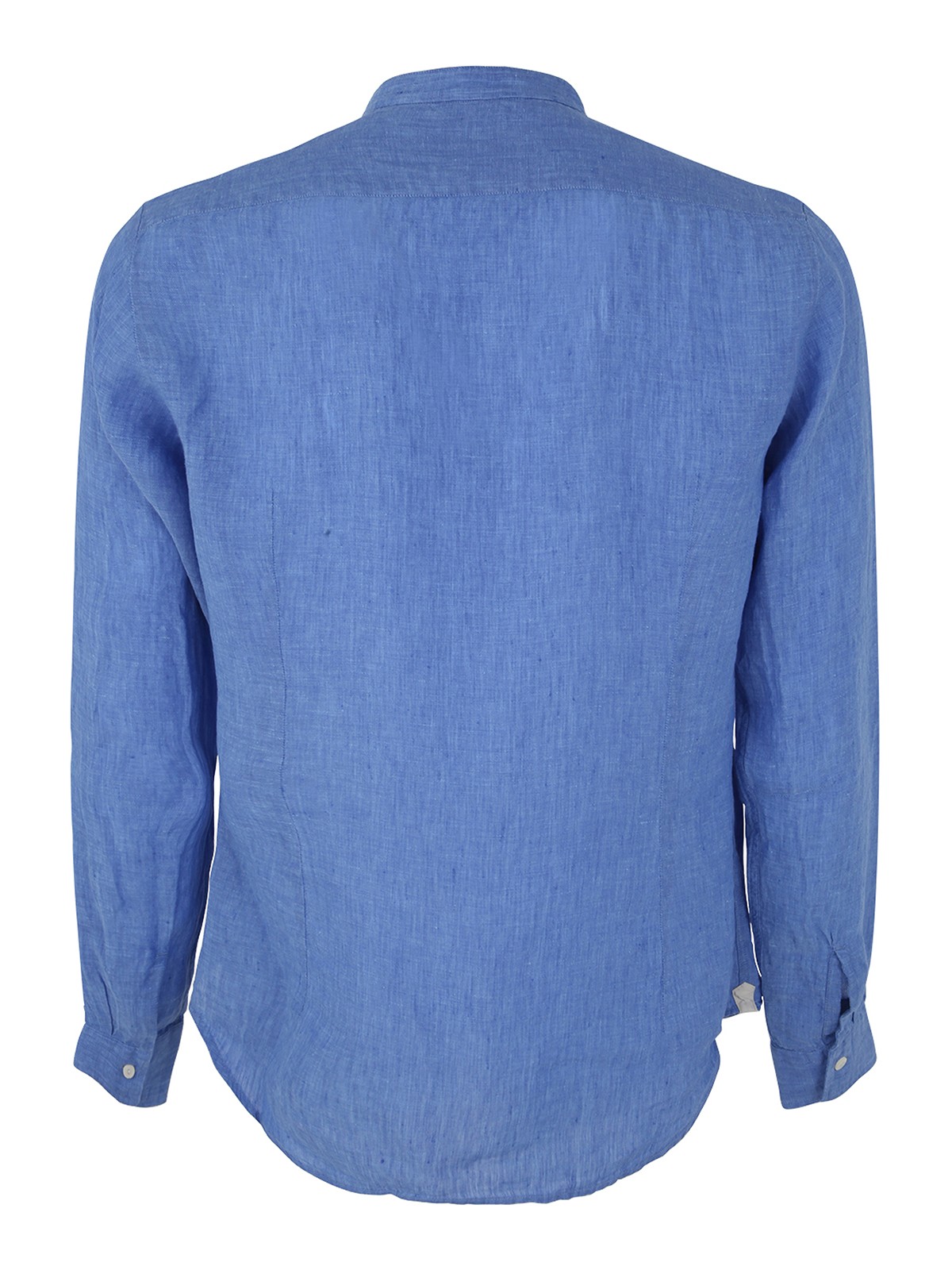 Shop Tintoria Mattei Plastron Linen Shirt In Blue