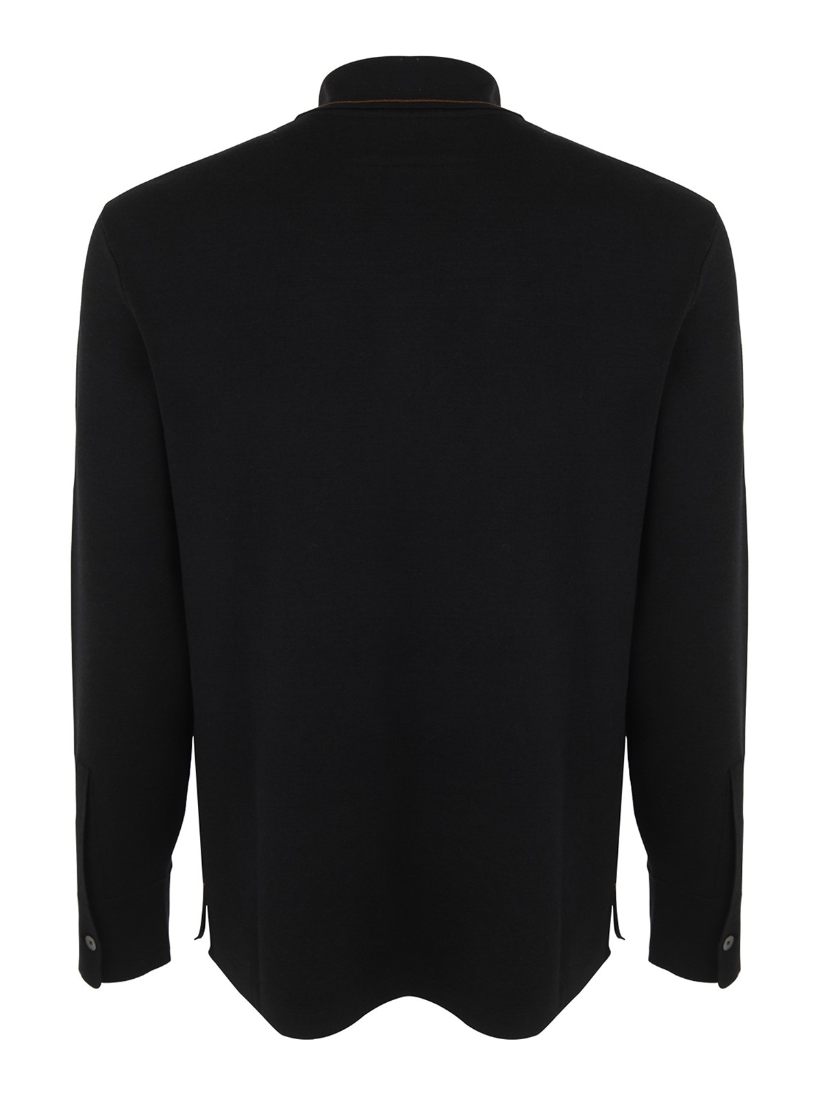 Shop Zegna Wool And Silk Long Sleeves Polo In Black