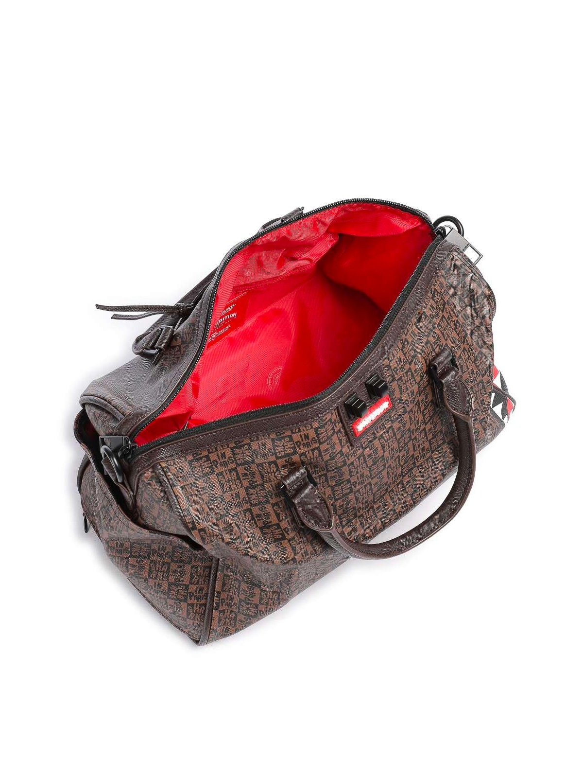 Travel in style with our Sprayground Red Sharks in Paris Box Mini Duffle!🧳  Available in store & online for R2…
