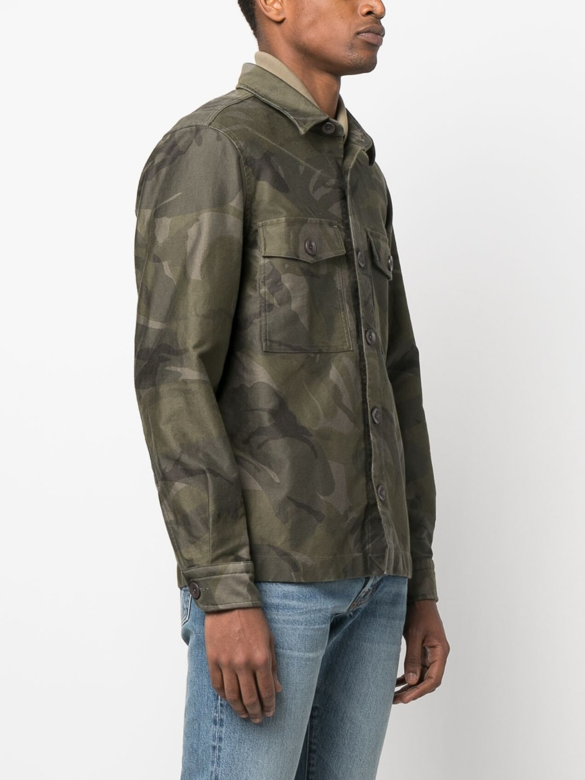 Tシャツ・カットソー TOM FORD FW25 'Military' shirt (HME009FMC238 LB999) Tom Ford Tom ford shirt military - Men | HXH001FMC035S23ZKB78